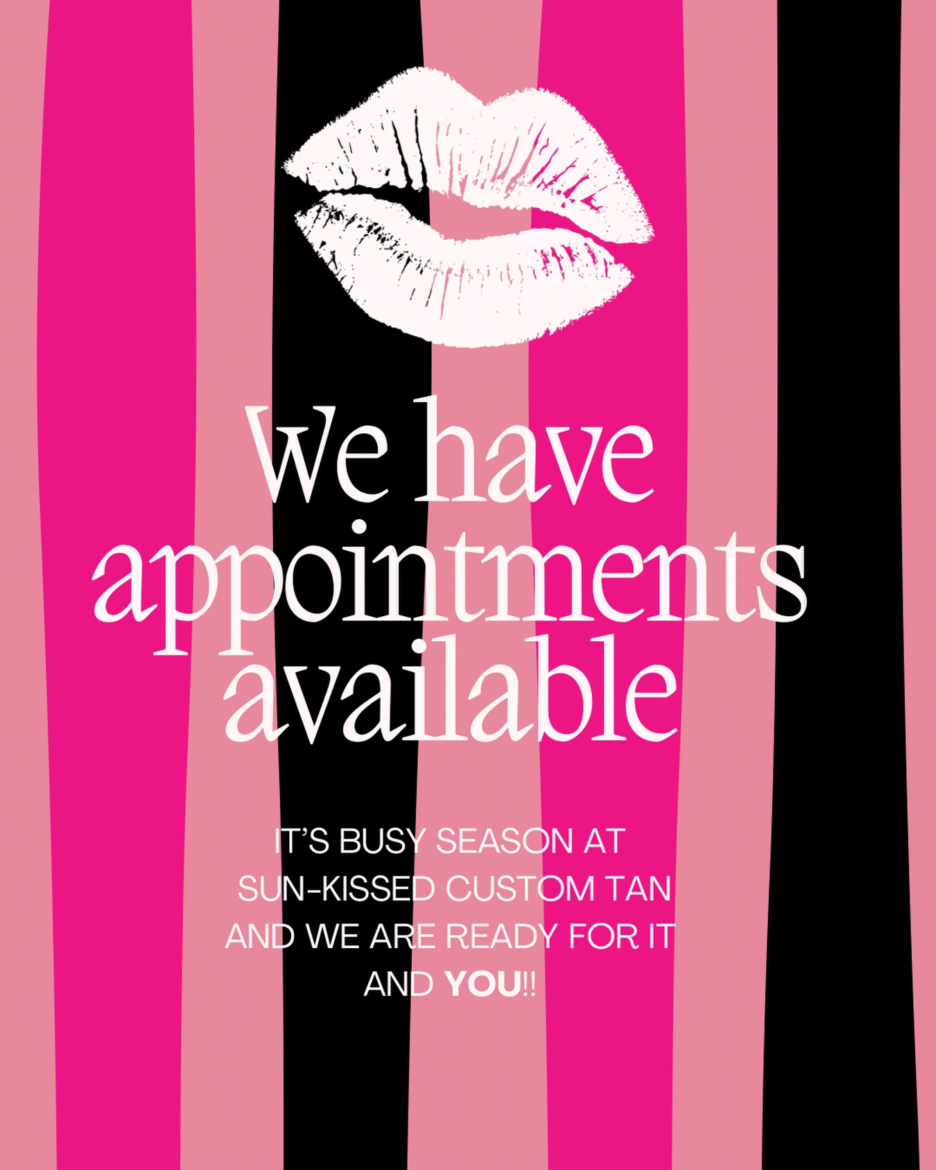 Busy season is here 🤎
Wedding weekends, graduations, vacations & summer events are filling our books fast!
Both Kerrie + Niki currently have appointments available, but spots are going quickly. ✨
Book your custom glow now before your ideal time disappears!
#SunKissedCustomTan #CustomSprayTan #HaverhillMA #SummerGlow #MerrimackValley