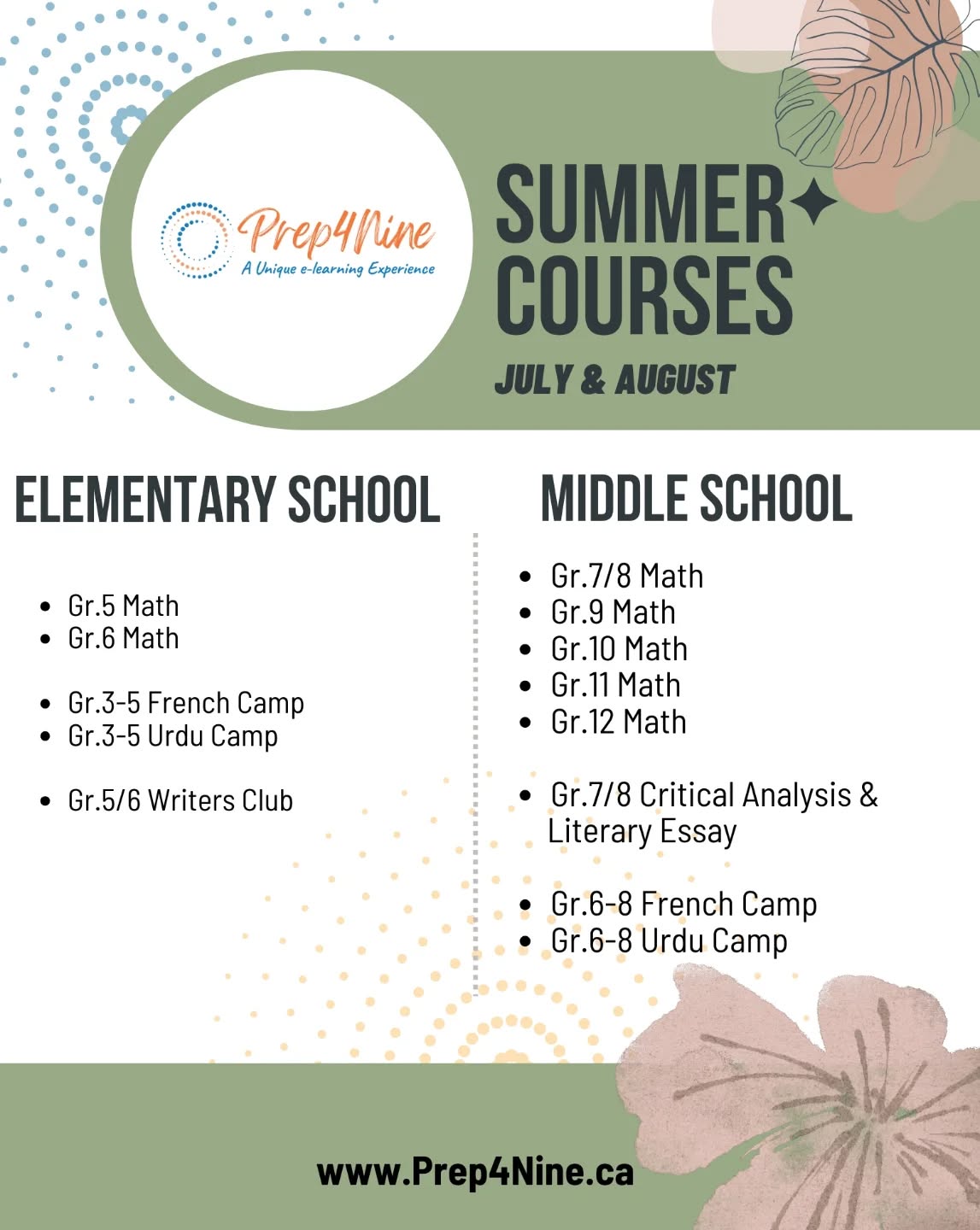 ☀️ Summer learning starts here!
Keep your child engaged, learning, and growing this summer with Prep4Nine’s Summer Classes!
Small class sizes
Engaging lessons that are also recorded
Flexible learning options
Build confidence & stay ahead
📅 Registration opens June 1st
www.prep4nine.ca
#Prep4Nine #SummerClasses #SummerLearning #Homeschool #OnlineLearning