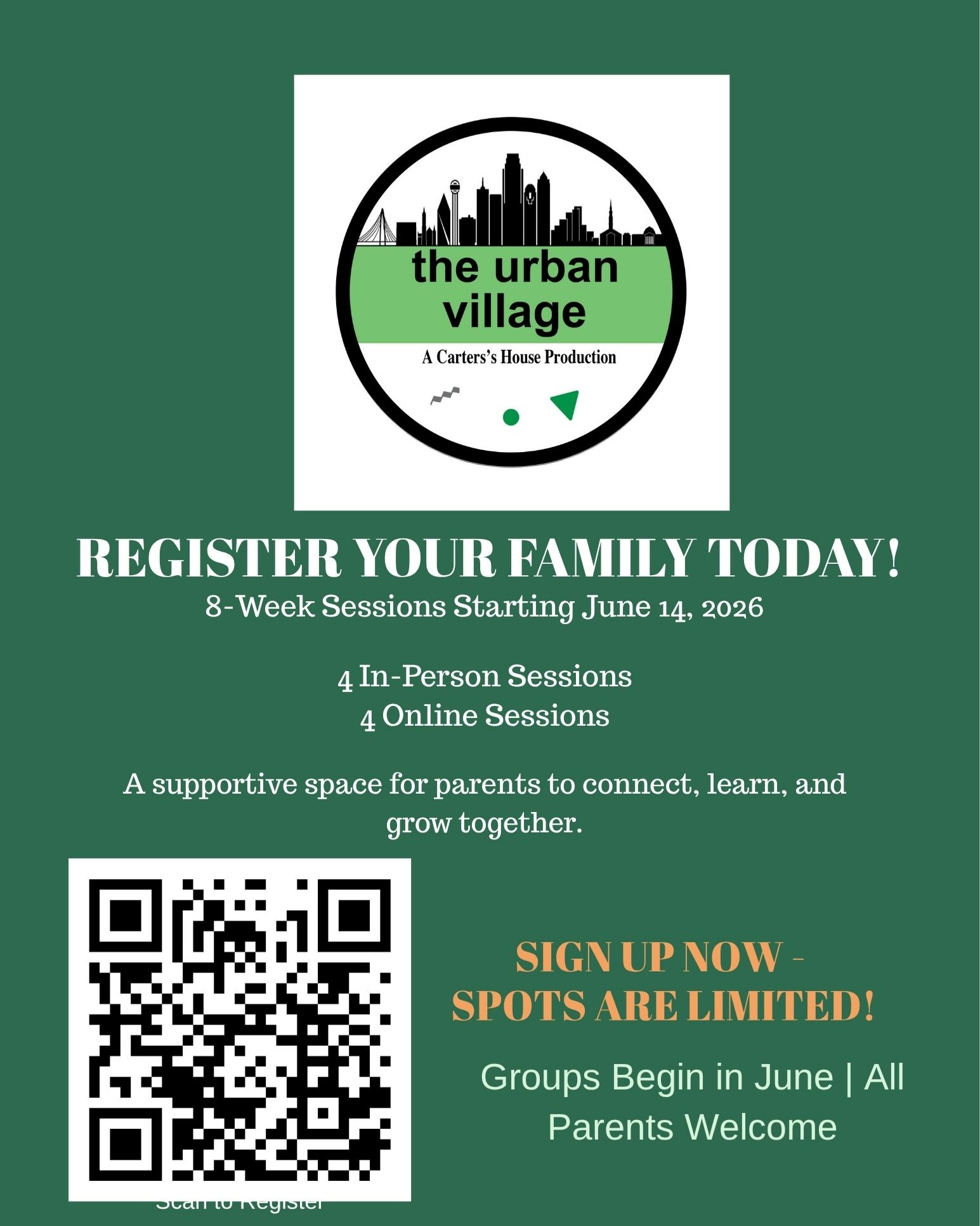 Registration closes on June 10! Join us to connect with other parents, increase your parenting knowledge, and grow together!
#parentsneedvillagestoo
#thisisourcommunity #wetakecareofourown
#CartersHouseCares
