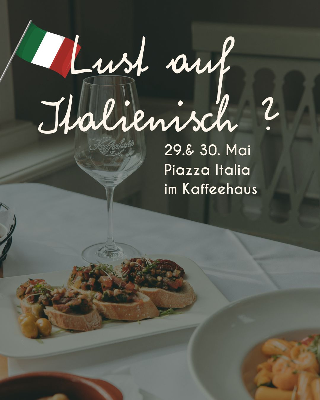 Piazza Italia im Kaffeehaus 🇮🇹
Freitag und Samstag ab 18 Uhr wird der Marktplatz wieder ein bisschen italienischer.
Mit gutem Essen, einem Glas Wein in der Sonne und Tiramisu zum Teilen.
Das Wetter sieht richtig gut aus, unsere Terrasse ist vorbereitet und die ersten Reservierungen sind schon drin.
Wenn ihr dabei sein möchtet, reserviert bitte rechtzeitig euren Tisch für Freitag oder Samstag. 🤍
: