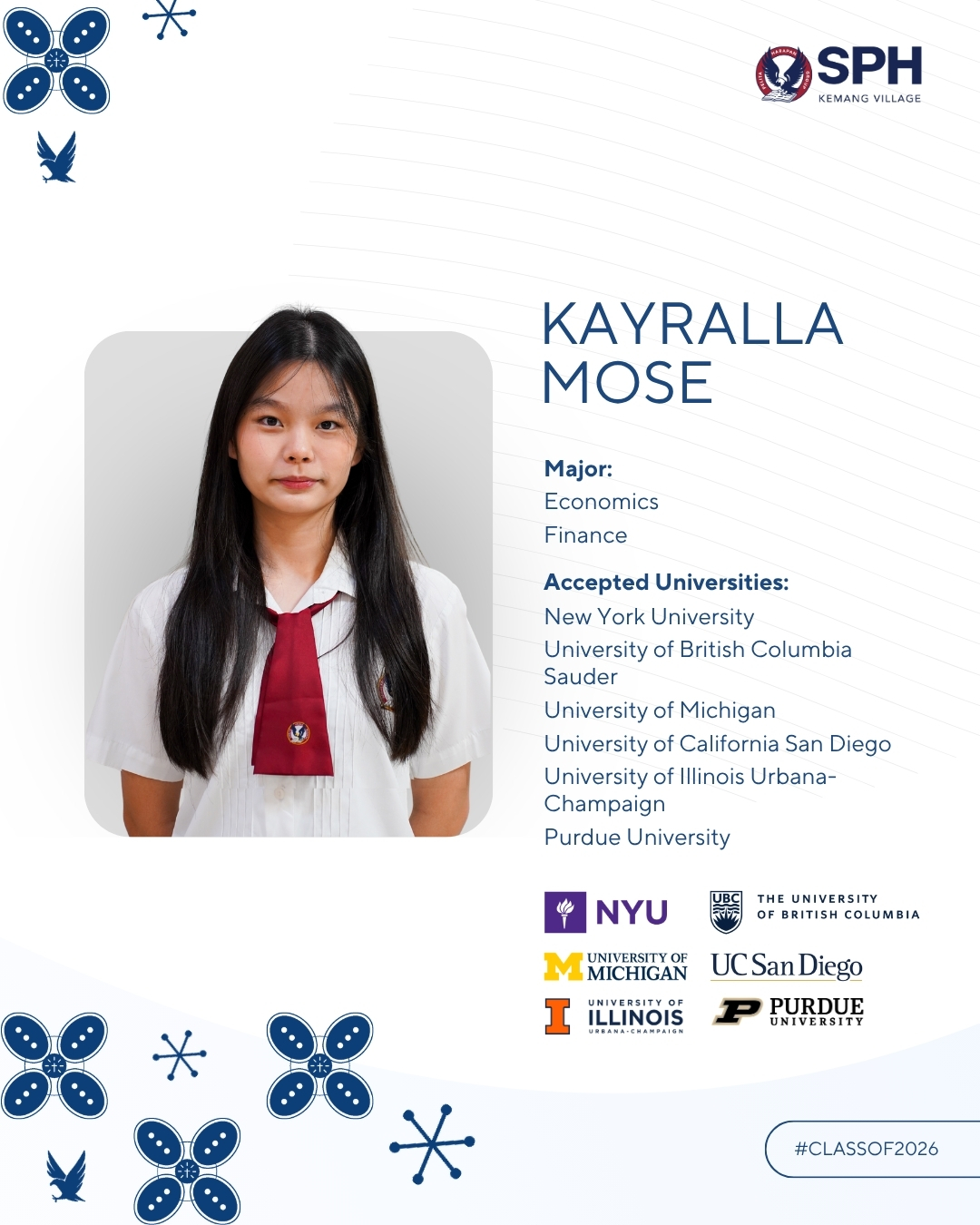 Congratulations to Kayralla Mose (Class of 2026) for being accpeted into New York University, the University of British Columbia (Sauder School of Business), University of Michigan, UC San Diego, Purdue University and the University of Illinois Urbana-Champaign for Economics and Finance! πβ¨
Throughout her 2 years at SPH Kemang Village, Kayralla has deeply treasured the warmth and fellowship of our community. Everyday moments, like playing cards with friends, became lasting memories that reflect the joy of growing together in a supportive environment.
As she advances her studies in Economics and Finance, she looks forward to building meaningful collaborations with mentors and peers who will challenge, inspire, and elevate her academic journey.
We are so proud of you, Kayralla! May you continue to learn, grow, and thrive wherever God calls you next. π
__
ππ¦π¬π°ππ’π© ππ¦ππͺπ΅π’ ππ’π³π’π±π’π― (πππ) πͺπ΄ π’ ππ©π³πͺπ΄π΅πͺπ’π― πͺπ―π΅π¦π³π―π’π΅πͺπ°π―π’π π΄π€π©π°π°π π΅π©π’π΅ π―πΆπ³π΅πΆπ³π¦π΄ π΄π΅πΆπ₯π¦π―π΅π΄ πͺπ― ππ³πΆπ¦ ππ―π°πΈππ¦π₯π¨π¦, π³π°π°π΅π¦π₯ πͺπ― ππ’πͺπ΅π©, π’π―π₯ π΄π©π’π±π¦π΄ ππ°π₯ππΊ ππ©π’π³π’π€π΅π¦π³.
#classof2026 #seniorschool #universityacceptance #IBSchoolJakarta #classof26