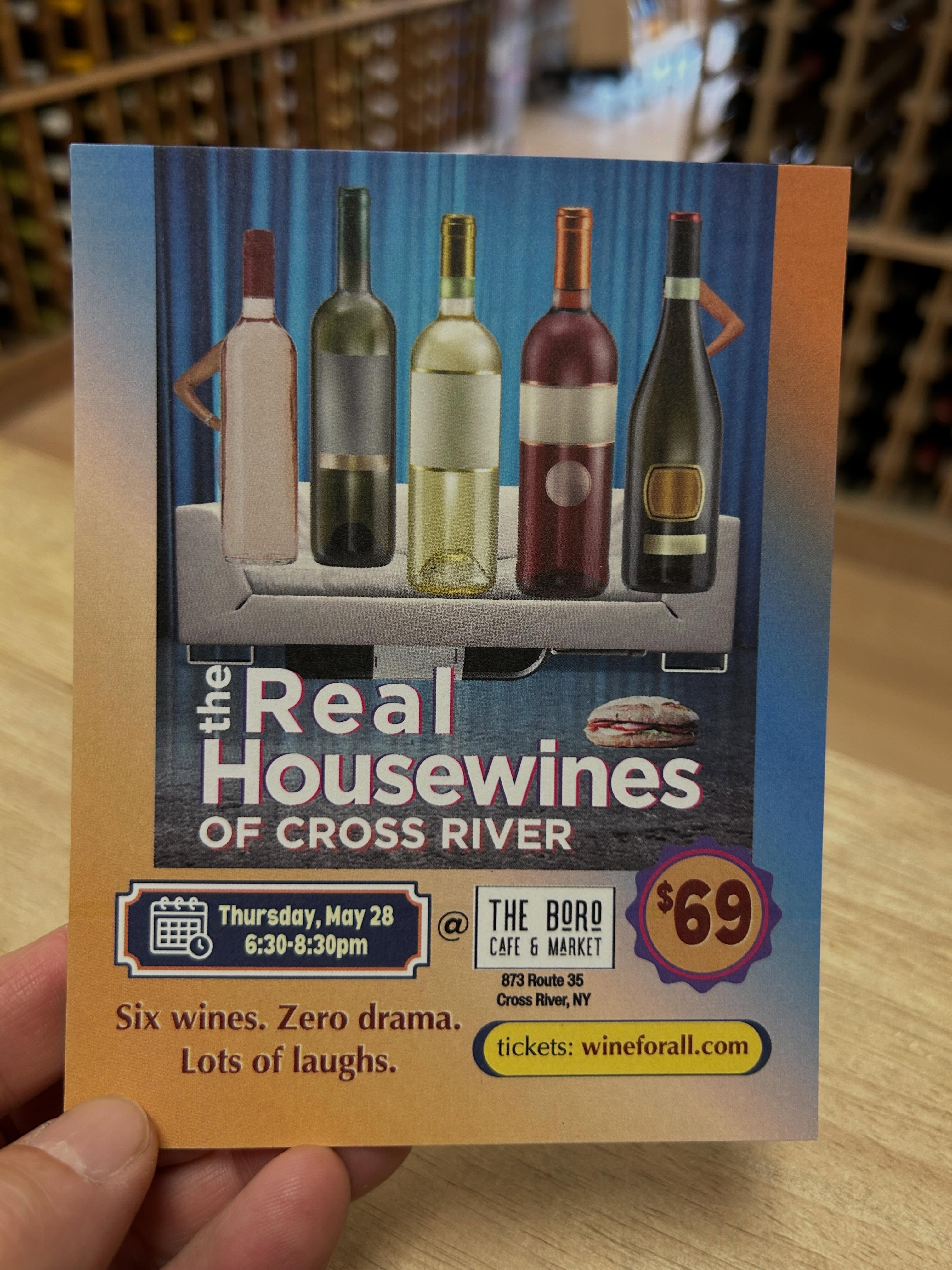 Totally juiced for the premiere of Real Housewines next week in Cross River at @theborocafe. Six wines ready to crush it with The Boro’s artisan paninis.
Thanks @jeannemuchnick for the nice mention at @lohud_food.
Best of all, I‘be boiled and trimmed and simmered my material down to a tight two hours. Lots of laughs ahead, along with great wine, food and peeps. Still some tix at wineforall website. Must buy in advance!