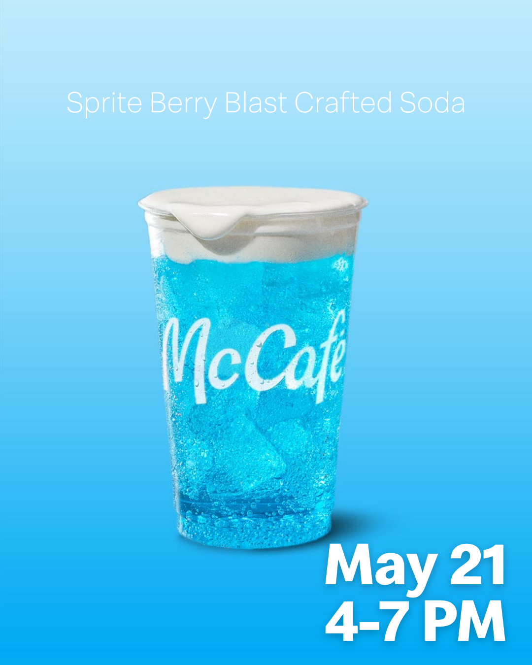 Try the new Sprite Berry Blast this evening at any Mueller Family McDonald's location! Free samples distributed from 4-7 PM; in-store only!