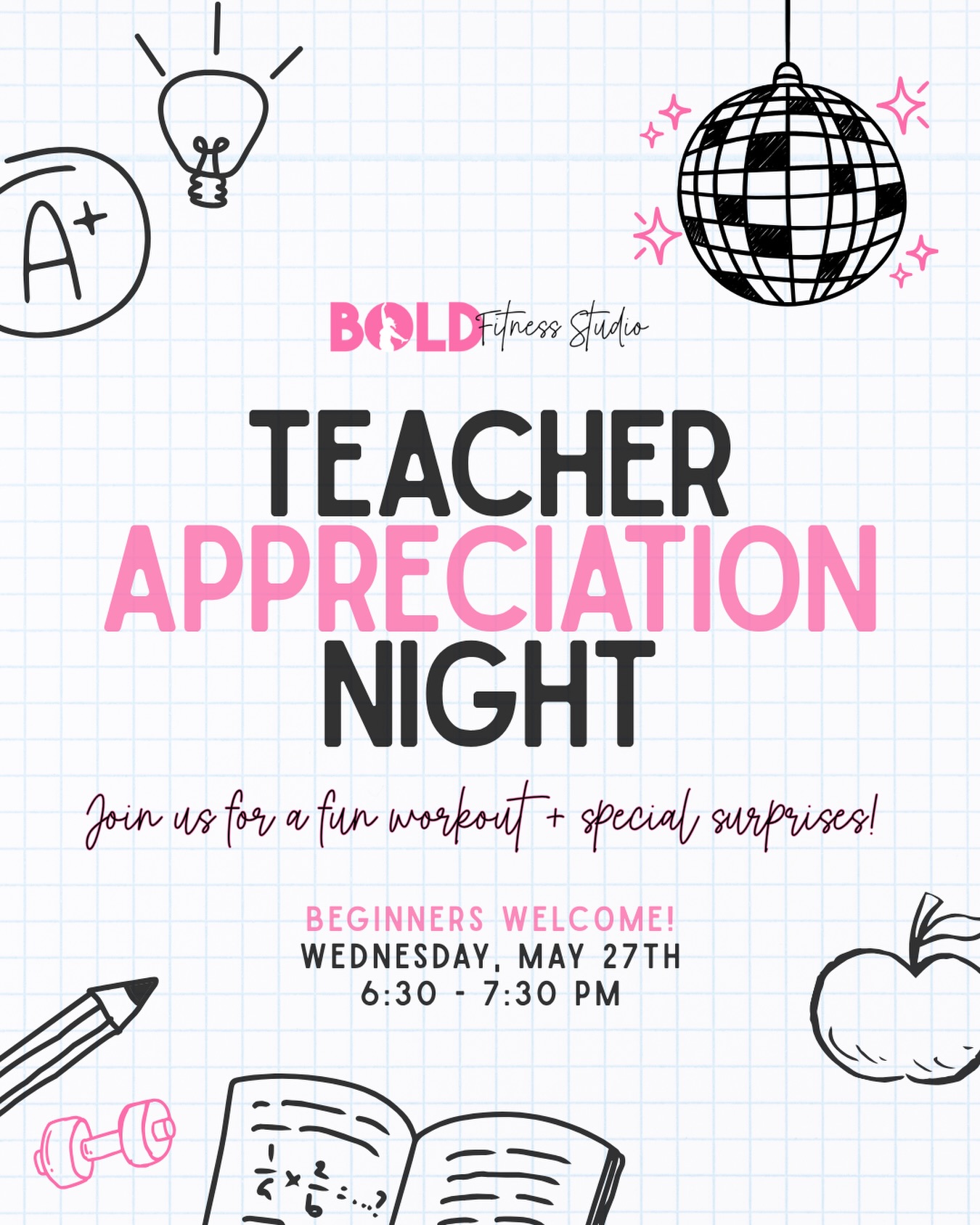 We want to say a big THANK YOU to teachers and school staff! 🍎✏️
Join us for a FREE workout tomorrow night! ALL are welcome! School staff will receive a special gift after class as well as a special teacher deal for more BOLD!
We hope you join us for a super fun workout and help us show our gratitude for these awesome local educators!! 🫶
Drop an emoji below and we’ll send you the link to sign up!
See you there!
#dancefitness #funworkout #teacherappreciation #freeworkout #pauldingcounty