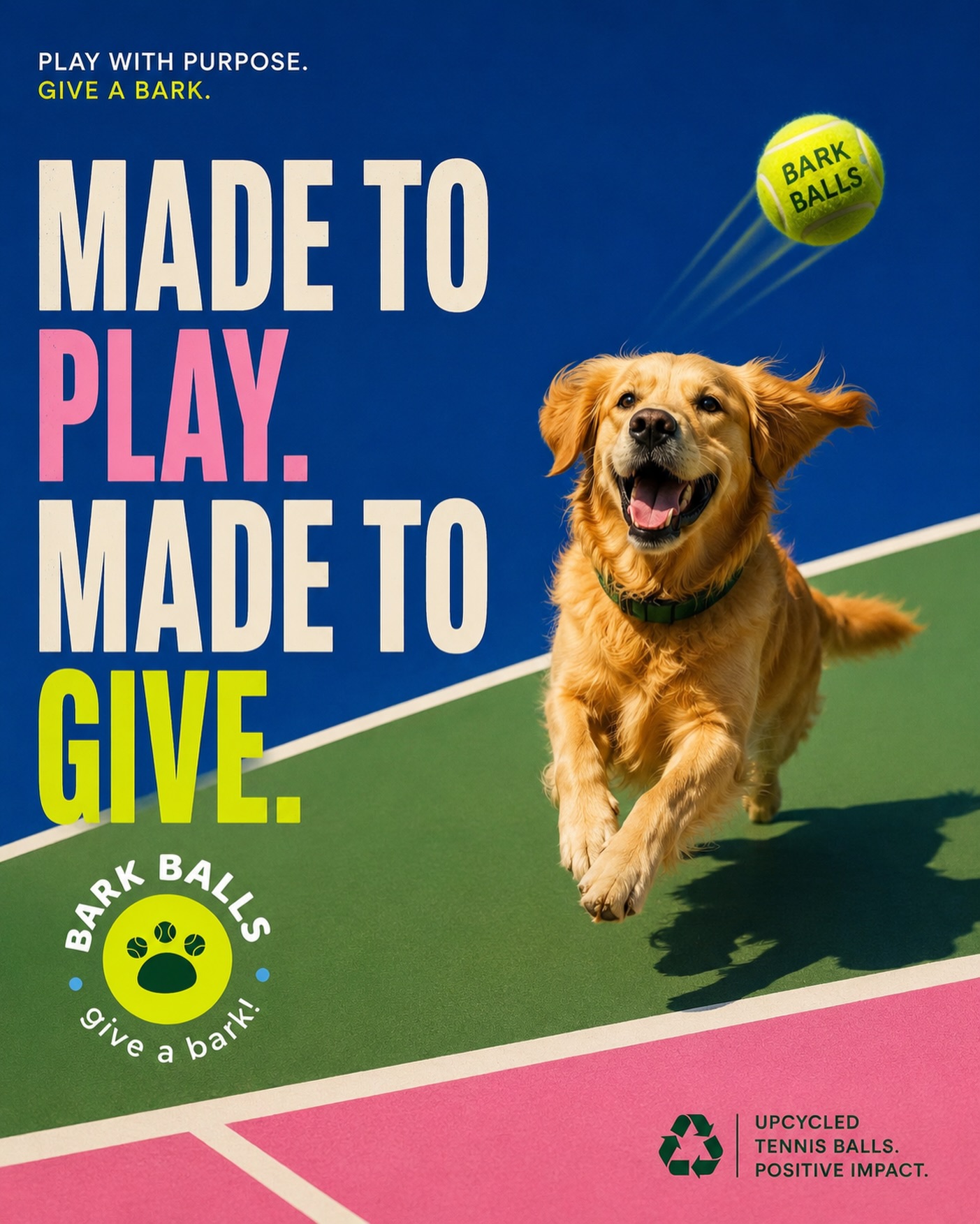 same mission. new energy.
Bark Balls was built on one simple idea:
play should do more good.
So we’re bringing a bolder, sportier, more playful energy to the brand — while staying rooted in what matters most:
♻️ repurposing used tennis balls
🐶 supporting dogs + shelters
🎾 creating thoughtful play with purpose
More color.
More fun.
More fetch.
welcome to the next era of Bark Balls.
#BarkBalls #PlayWithPurpose #GiveABark #SoFetch #DogsofInstagram TennisLife SustainableBrand Upcycled EcoFriendly DogLovers TennisCore RetroSport VintageSport TennisAesthetic DogBrand