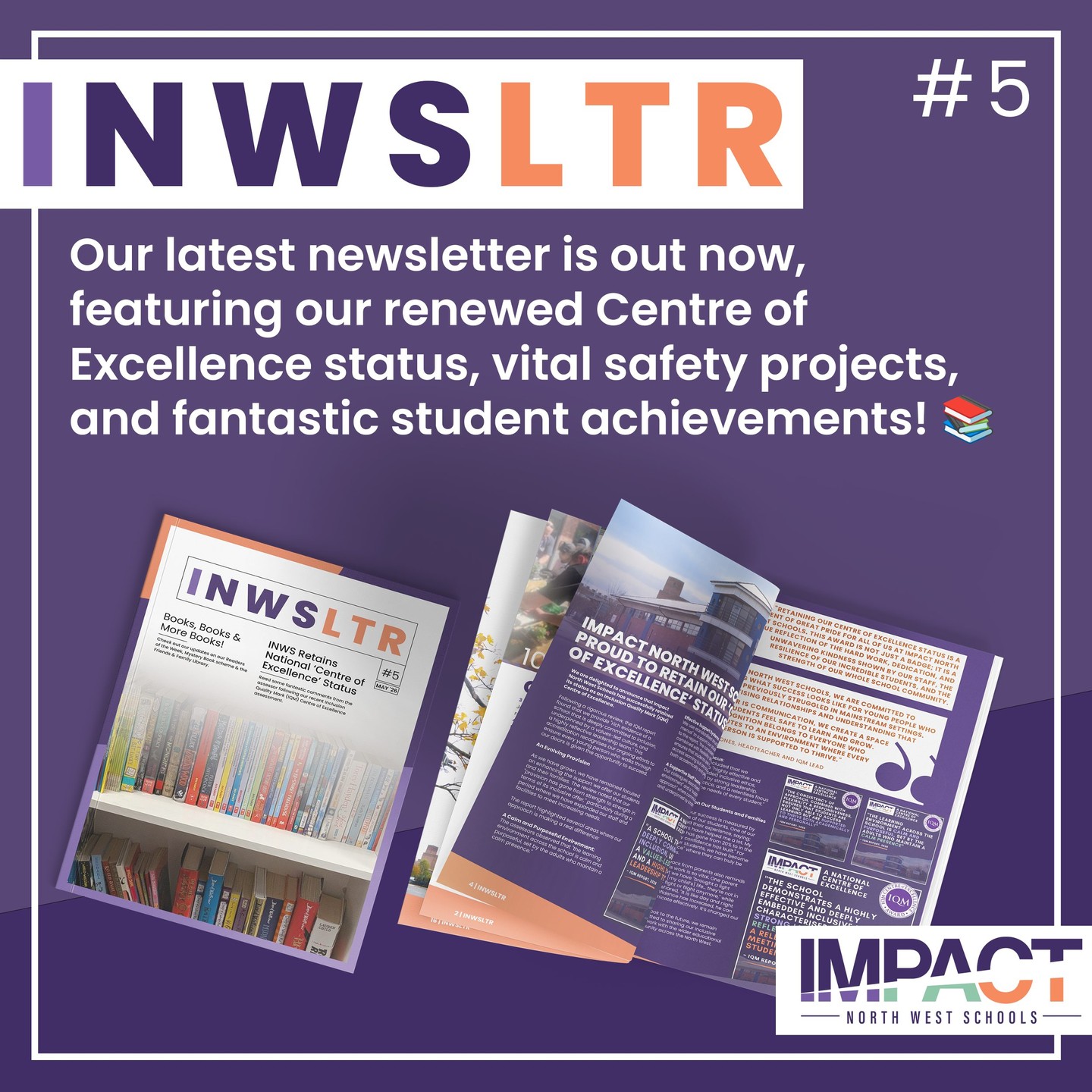 ๐ Our latest newsletter is out now! ๐โจ
Visit our website to read the full issue ๐
https://www.impactnorthwestschools.org.uk/post/inwsltr-5
We are incredibly proud to share that Impact North West Schools has successfully renewed its IQM Centre of Excellence status! ๐
Grab a cuppa and catch up on all the amazing things our community has been up to, including:
๐ก๏ธ Our vital safety and safeguarding partnerships with The CELLS Project and Pol-Ed
๐ฑ Community gardening updates and charity fundraisers
๐ Impressive culinary creations from our student Masterchefs
๐ Our new library initiatives and celebrated 'Readers of the Week'