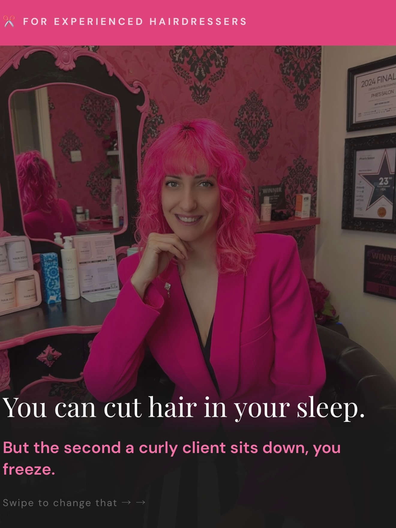 The Complete Curl Service System is open! 🎉
lifetime access, watch at your own pace, WhatsApp support when you need it.
One new curl client more than pays for it.
Comment CURLS or tap the link in my bio to join us. 🌀
#CurlyHairStylist #HairstylistEducation #CurlSpecialist #SelfEmployedHairstylist #CurlyCutCourse