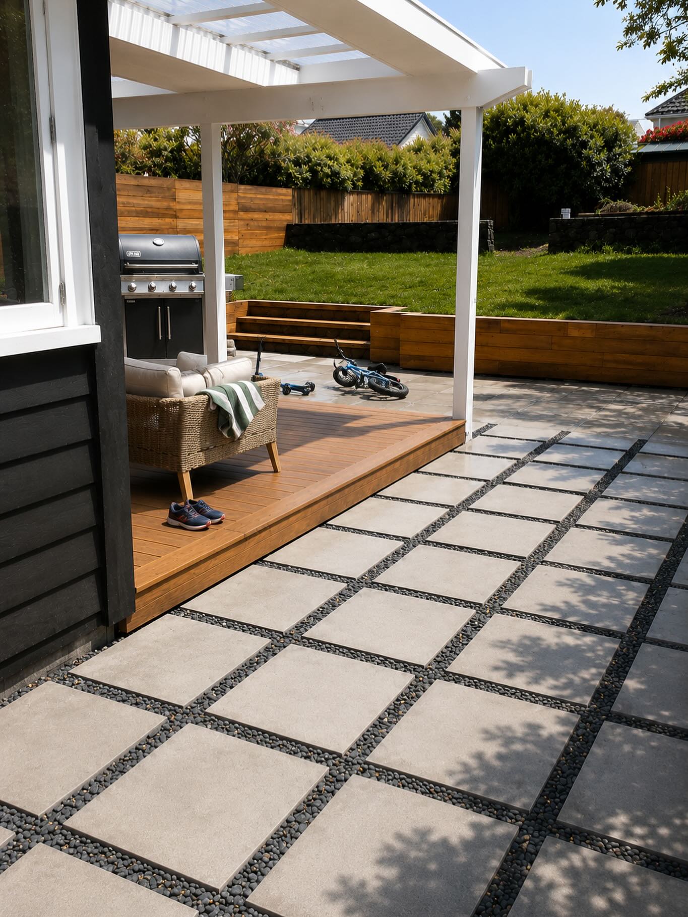 Funny how it starts with “we just want the paving sorted”…
Then suddenly the scooters live outside again, the BBQ gets used every weekend, and morning coffees happen out here instead of inside ☀️
The best projects aren’t just about how they look.
They’re about how the space gets used afterwards.
#foreshorepaving #outdoorliving #northshorehomes #pavingdesign #backyardgoals