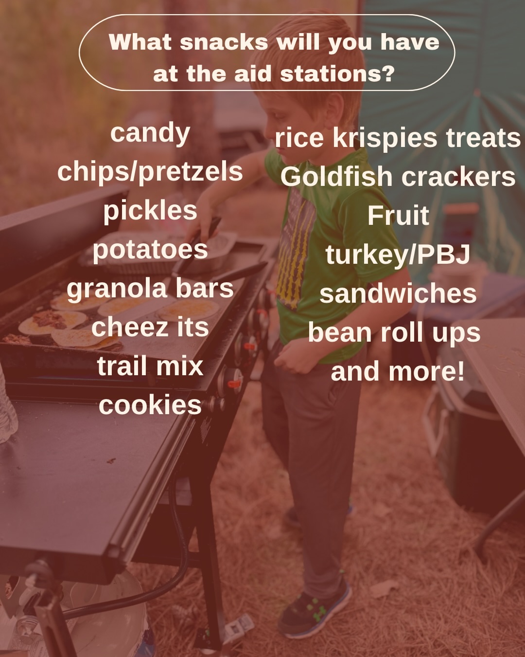 You know we love to keep our runners fed at our races ๐ฅ๐๐ญ
Here's what you can expect to see at Hell Hole at the aid stations!
The aid station at the start/finish is the one that will be serving up hot meals (plus ultra snacky food and sandwiches and drinks)
The 2 aid stations on course will have your ultra snacky stuff, drinks, and sandwiches
We'll have the slushie machine fired up and coke slushies going for runners
We have some vegetarian options so if you need that just let us know and we can take care of you! We don't make a bunch of hot vegetarian stuff because there's not a big demand for it and it ends up getting thrown away
Crews and spectators can purchase meals for $5 but if you're sitting around waiting for your runner--take a drive over to @swigswinebbq and grab lunch/dinner
#palmettoultras #hellholehundred #lowcountrytrailrunners #charlestonrunning