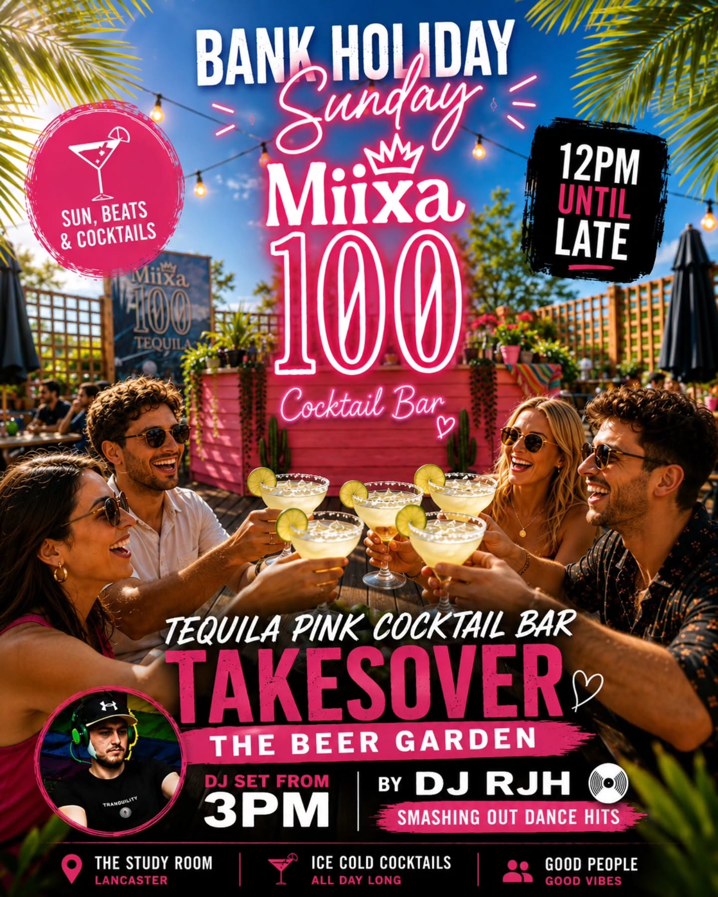 š“š¹ BANK HOLIDAY SUNDAY JUST GOT A WHOLE LOT HOTTER š¹š“
Miixa100 Tequila Pink Cocktail Bar is taking over The Study Room beer garden for an all-day summer session āļø
Expect: šø Ice-cold margaritas & cocktails
š¶ DJ RJH smashing out dance hits from 3PM
š“ Sun, beats & cocktails
š Big garden party vibes from 12PM until late
Round up your crew, grab a marg and spend your Bank Holiday Sunday the right way šš„
š The Study Room, Lancaster
š¹ Miixa100 Cocktail Bar
š§ @dj_rjh from 3PM
#BankHoliday #Lancaster #GardenParty