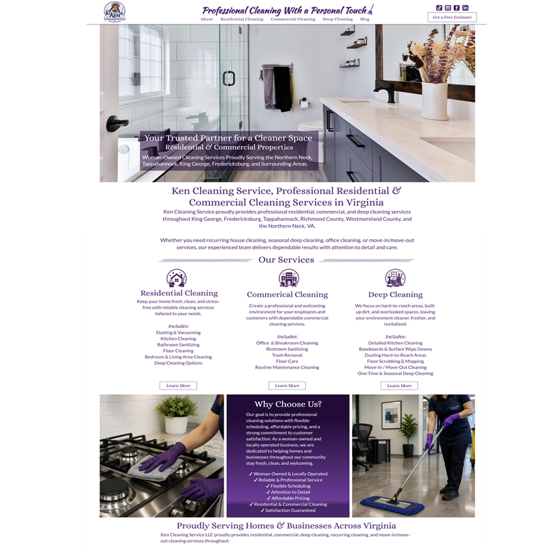 Super happy to launch this young lady's business website. Ken Cleaning Service,https://www.kencleaningservice.com/
I love supporting small businesses but close to my heart is helping to nuture and support woman owned businesses. She was very open to ideas and I look forward to helping her grow her business! So check her out and if you need her cleaning services for residential or commericial give her a try!!!
#KenCleaningService #SupportSmallBusiness #WomenOwnedBusiness #EmpowerWomen #CleaningServices #ResidentialCleaning #CommercialCleaning #SmallBizLove
