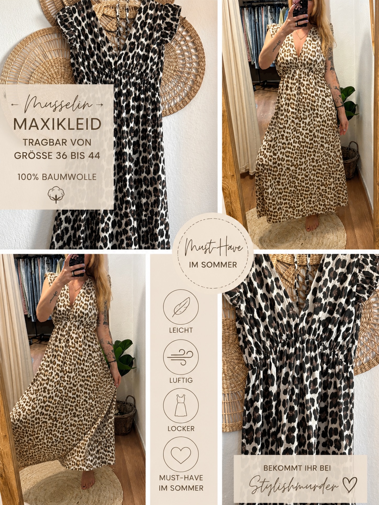 🐆 MUST-HAVE FÜR DEN SOMMER 🐆🌿
Unsere Musselin Leo-Maxikleider sind einfach die perfekte Mischung aus stylish & bequem ✨
Luftig, locker und super leicht – genau das, was man an warmen Tagen braucht ☀️
🤎 Tragbar von Größe 36 bis 44
🤎 100% Baumwolle
🤎 Wunderschön kombinierbar
🤎 Ob schick mit Sandalen & Schmuck oder sportlich mit Sneakern – einfach immer ein Hingucker ✨
Ein Kleid zum Wohlfühlen & Verlieben 🤍
Jetzt bei Stylish Mode erhältlich – schaut unbedingt vorbei 🛍️✨#musselin #musselinkleidung #sommer #mamalive #outifitoftheday