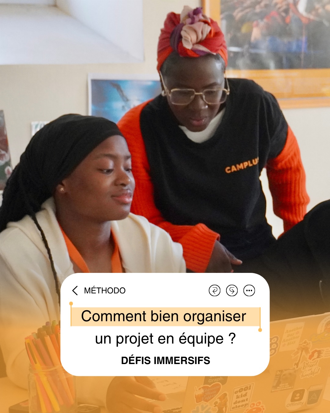 🗂️ Pendant l’atelier méthodes d’organisation de CAMP+ SUP’ 1, les jeunes, répartis en équipe, devaient construire et présenter un projet en un temps imparti.
Les challenges ? Gérer son temps, bien répartir les tâches, répondre aux contraintes, prioriser… autant de compétences essentielles dans les études comme dans le monde professionnel 💡
L’atelier s’est terminé par un échange autour de la procrastination et des outils pour apprendre à la combattre 💪