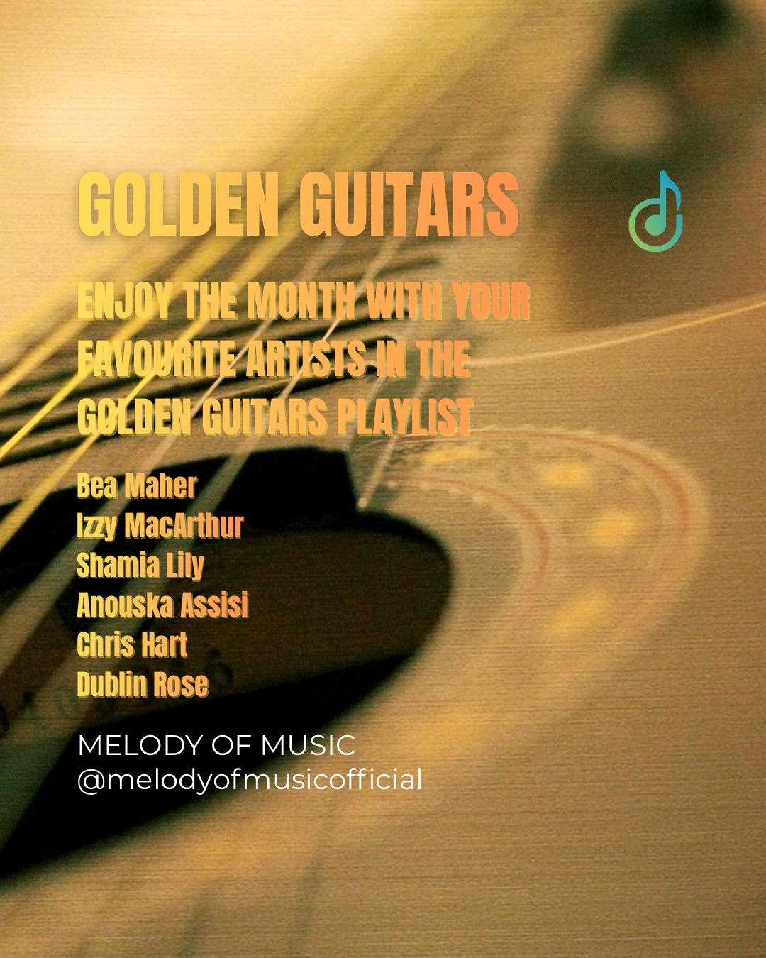 Music moves fast — so do we 🔁
The Melody of Music Golden Guitars updates monthly.
Lock in. Press play.
#MelodyOfMusic #GoldenGuitars #PlaylistUpdate #FreshFinds #MusicDiscovery