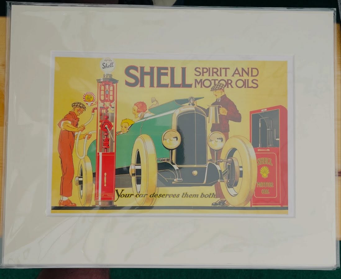 Timeless 1920s Shell advertising with mount ready for framing.
One of each design available.
Approx A3 size.
#Greatbritishrevivals #motoring #advertising