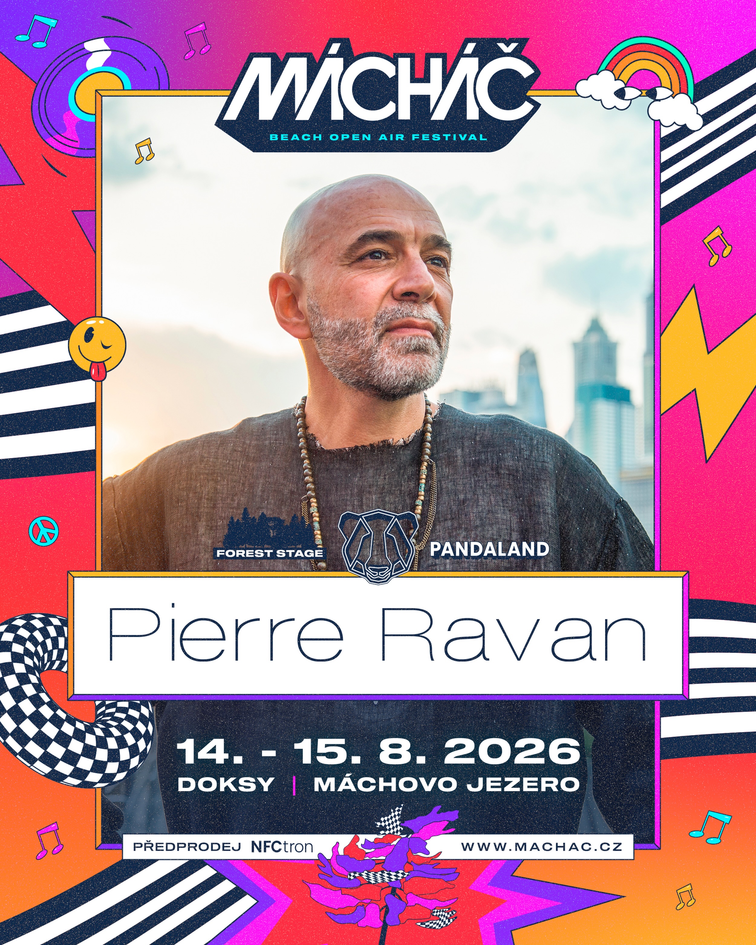 Od jógy a meditace až po spiritual house set na pláži. 🌊 @pierreravan confirmed 🧘🎧
Letos poprvé na Mácháči přivítáme Pierra Ravana, průkopníka spiritual house, Heartfulness trenéra a autora konceptu KaRavan.
V sobotu vás vezmeme na Pierre Ravan’s Eternal Journey >> cestu, kde se propojí dech, tělo, hudba a energie Máchova jezera.
Čeká vás 1 hodina jógy & meditace a následně 3hodinový spiritual / organic / afro house set na Forest Stage.
Registruj se na jógu na našem webu. Kapacita je omezena. ❗️
14.–15. 8. 2026
Pláž Klůček / Máchovo jezero
Registrace na machac.cz