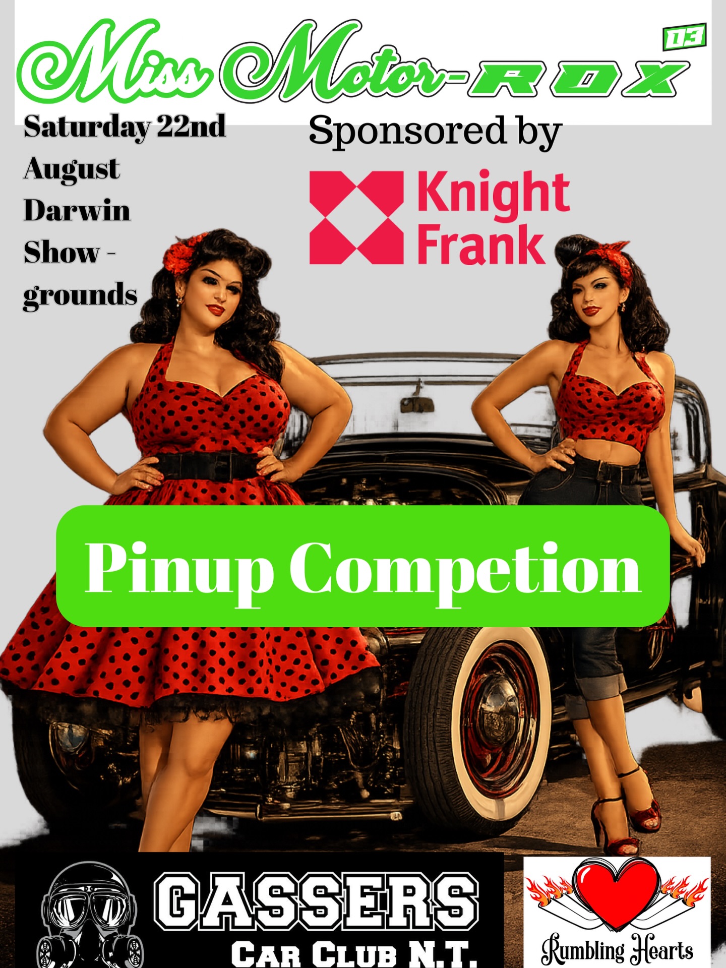 Save the date
✨ You’ve been waiting for it and YES… Miss Motor-Rox is BACK for its THIRD year, alongside Motor-ROX ✨
We are beyond thrilled to announce that Knight Frank Darwin will be joining us as our Major Sponsor for Miss Motor-Rox 03 ❤️🔥
Located in the heart of Darwin, Knight Frank are leaders in all aspects of property, specialising in Commercial Sales, Property Management & Leasing, Residential Sales, and Residential Property Management. Their passion for supporting the local community and events like ours makes this partnership even more exciting!
Miss Motor-Rox celebrates confidence, vintage glamour, rockabilly style, and the incredible women who bring the scene to life,and partnerships with local businesses like Knight Frank help keep these events alive and thriving. 💃⚡
Please show your support to Knight Frank Darwin and save the date Saturday 22nd August 2026, entries will be opening soon! 👠❤️.
#darwinevents #pinupdarwin #darwinpinup #vintageglamour