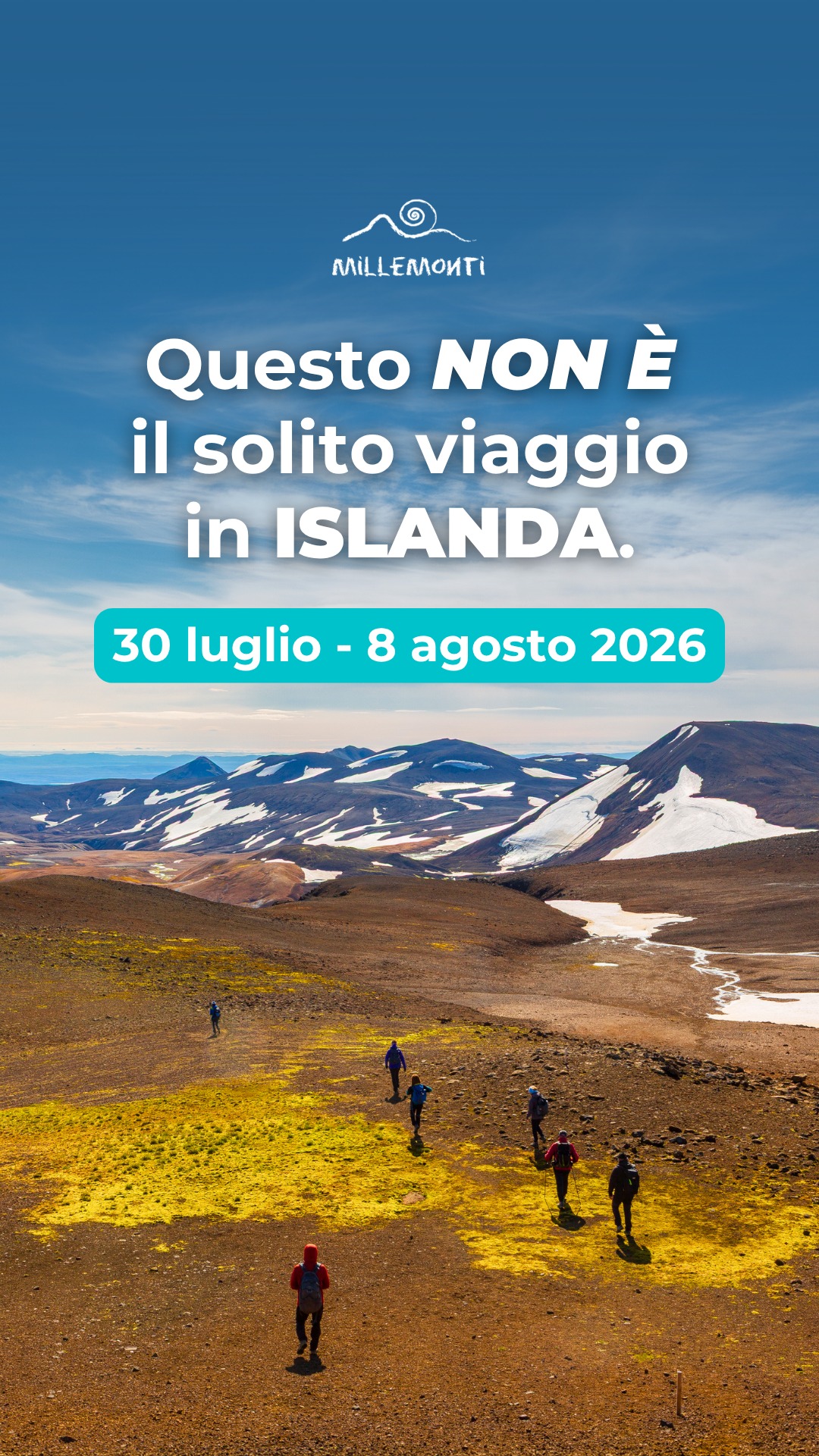 🇮🇸 Esiste un’#ISLANDA che pochi conoscono davvero.
Fatta di sentieri remoti, montagne vulcaniche e terre che sembrano appartenere a un altro pianeta.
🥾 In questa TRAVERSATA ESCLUSIVA DA EST A OVEST esploreremo l’anima più selvaggia dell’isola, lontano dalla rotte turistiche.
Dai fiordi orientali alle Highlands centrali, attraverseremo deserti di lava e piste di sabbia nera fino al cratere di #Askja. Cammineremo tra le fumarole di #Mývatn, sentiremo la potenza della #Dettifoss — la cascata più impetuosa d’Europa — e raggiungeremo le montagne dai colori surreali di #Kerlingarfjöll.
🌋🌿🌊 Trekking, natura estrema e panorami impossibili da raccontare si fondono in un’avventura intensa e fuori dagli schemi, da vivere con gli scarponi ai piedi e gli occhi pieni di meraviglia.
🌍✈️ Scopri il programma di viaggio qui: https://bit.ly/MilleMonti_ISLANDA
e prenota il tuo posto!
#millemonti #outdoors #trekking #viaggiare #viaggio #vacanza #viaggiotrekking #vacanzedigruppo #viaggiodigruppo #trekkinginislanda #iceland
@sportlandweb_ @kayland_official @rockexperienceofficial @guidealpinelombardia @guidealpine_italiane