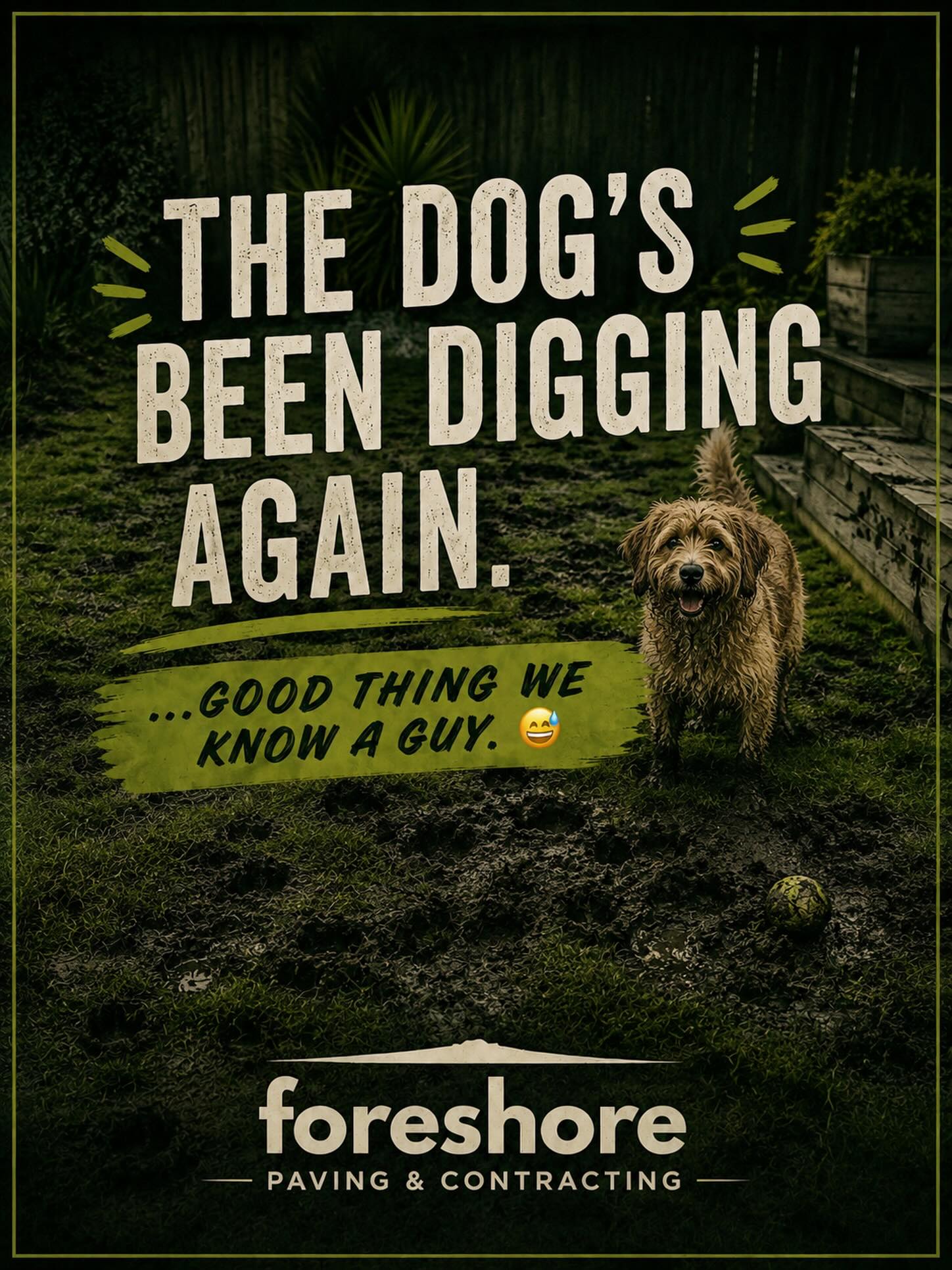 The dog’s been digging again… 😅
Muddy paws = destroyed backyard
Luckily, this is the kind of problem we love fixing!
#foreshorepaving #northshorenz #backyardgoals #outdoorliving #dogs