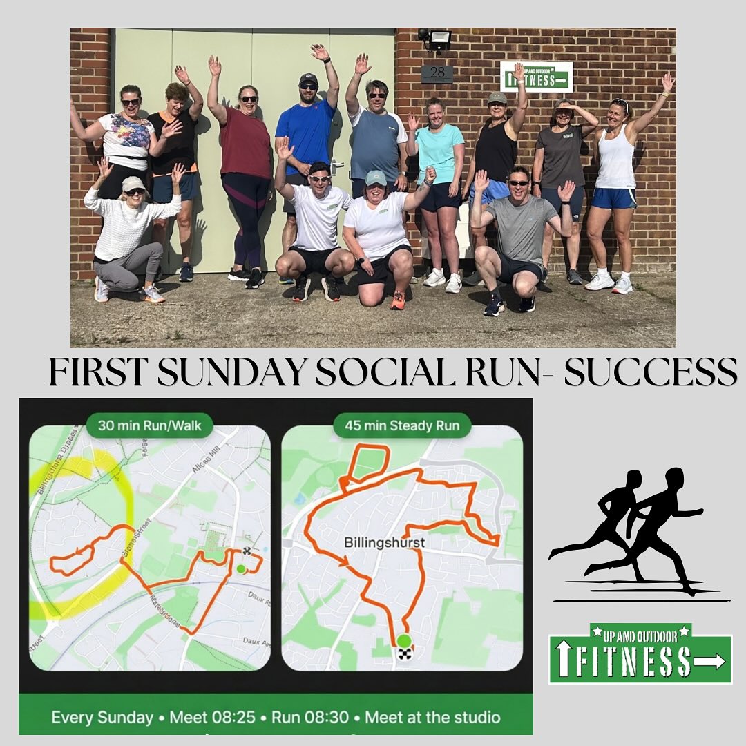 First Sunday Social Run… SUCCESS! 🎉
Two brilliant groups went out today in this gorgeous weather and the vibe was spot on. Great to see current members there and ex-members too! 💚
Group 1: 30 min run/walk led by @mrsfris — she planned a perfect route/session and everyone loved it.
Group 2: 45 min steady run led by me.
I’m so proud of our Run Captains and everyone who came along — this feels like the start of something really special.
We’re on every Sunday:
08:25 meet at the studio (quick warm-up)
08:30 run starts (we set off on time)
Totally inclusive, social, and friendly — come and join us next week!
It’s so great to know you have it there every Sunday if you want it 🏃🏻♂️ 🏃🏼♀️
#SundayRun #SocialRun #RunWalk #BeginnerRunner #RunningCommunity #RunTogether #InclusiveFitness #UpAndOutdoorFitness #OutdoorFitness #CommunityFitness #Billingshurst #BillingshurstFitness #Horsham #WestSussex #SussexFitness #RunnersOfInstagram #MorningRun #ConsistencyWins