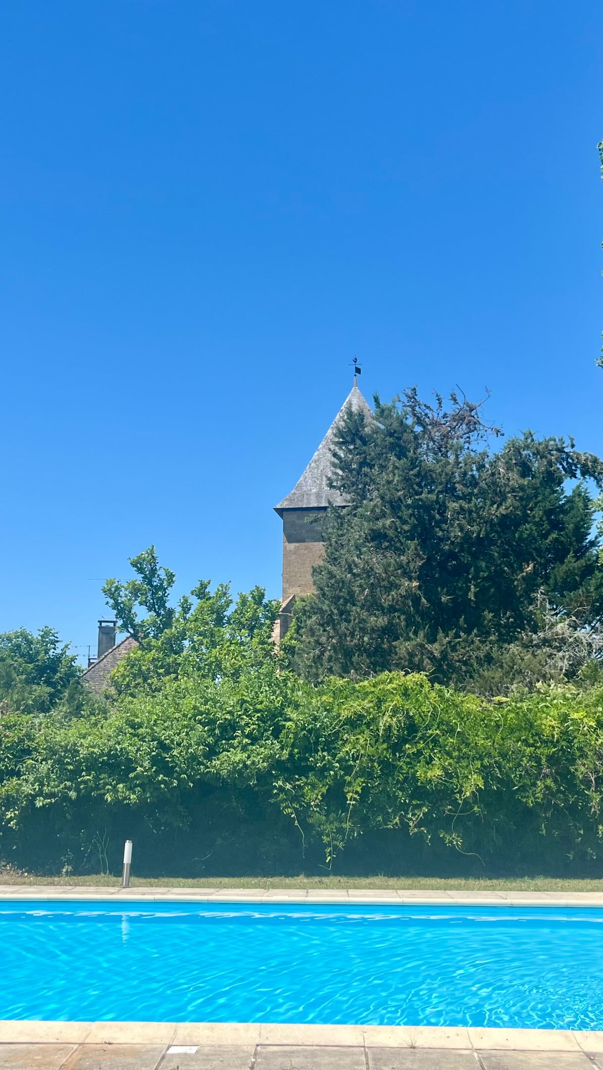 Another scorchio day and so bright I couldn’t quite see what I was filming 🤪 happy days & holidays for a full house and season of guests here in the #dordogne #pooldesign #pristinepiscines #poolliner