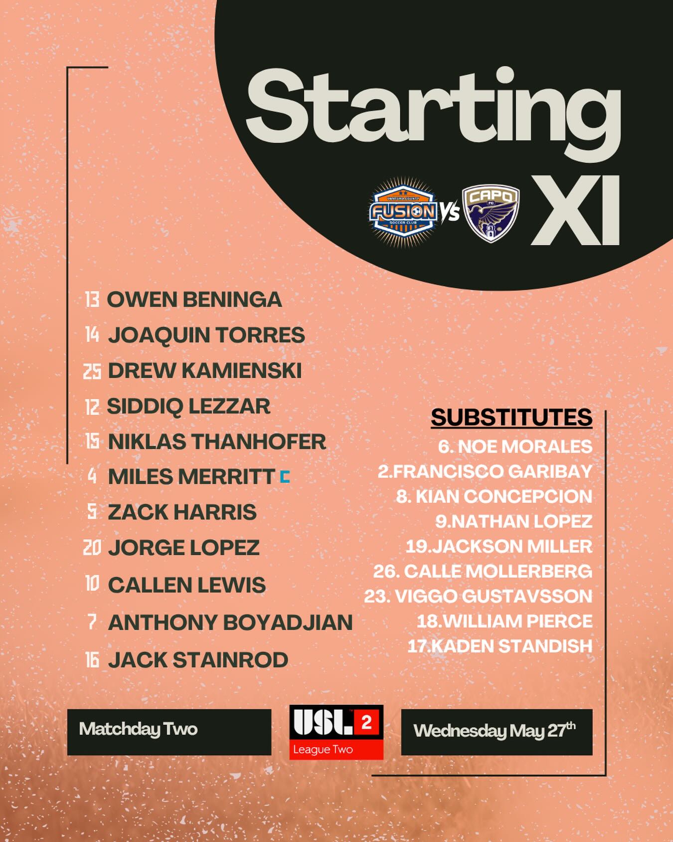 Starting XI // Matchday 02
@uslleaguetwo