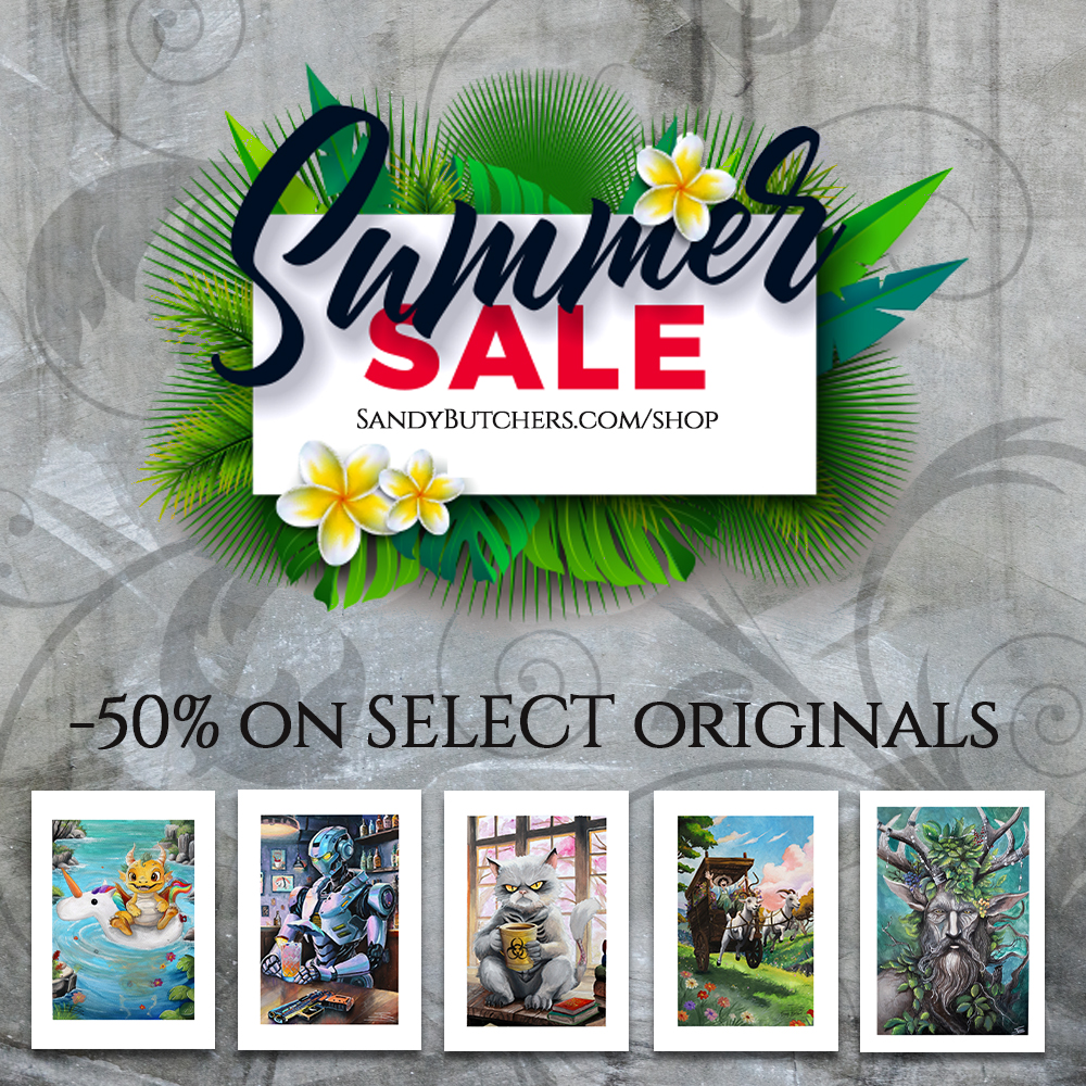 Summer is upon us and with that comes a bit of a clean-up in the webshop to make room for new work. Go ahead, check out the Summer SALE, and get 50% off select originals! π€―
Head on over to:
π https://www.sandybutchers.com/category/original-paintings-1 to see which pieces get the discount.
Happy shopping!
#summersale #originalartwork