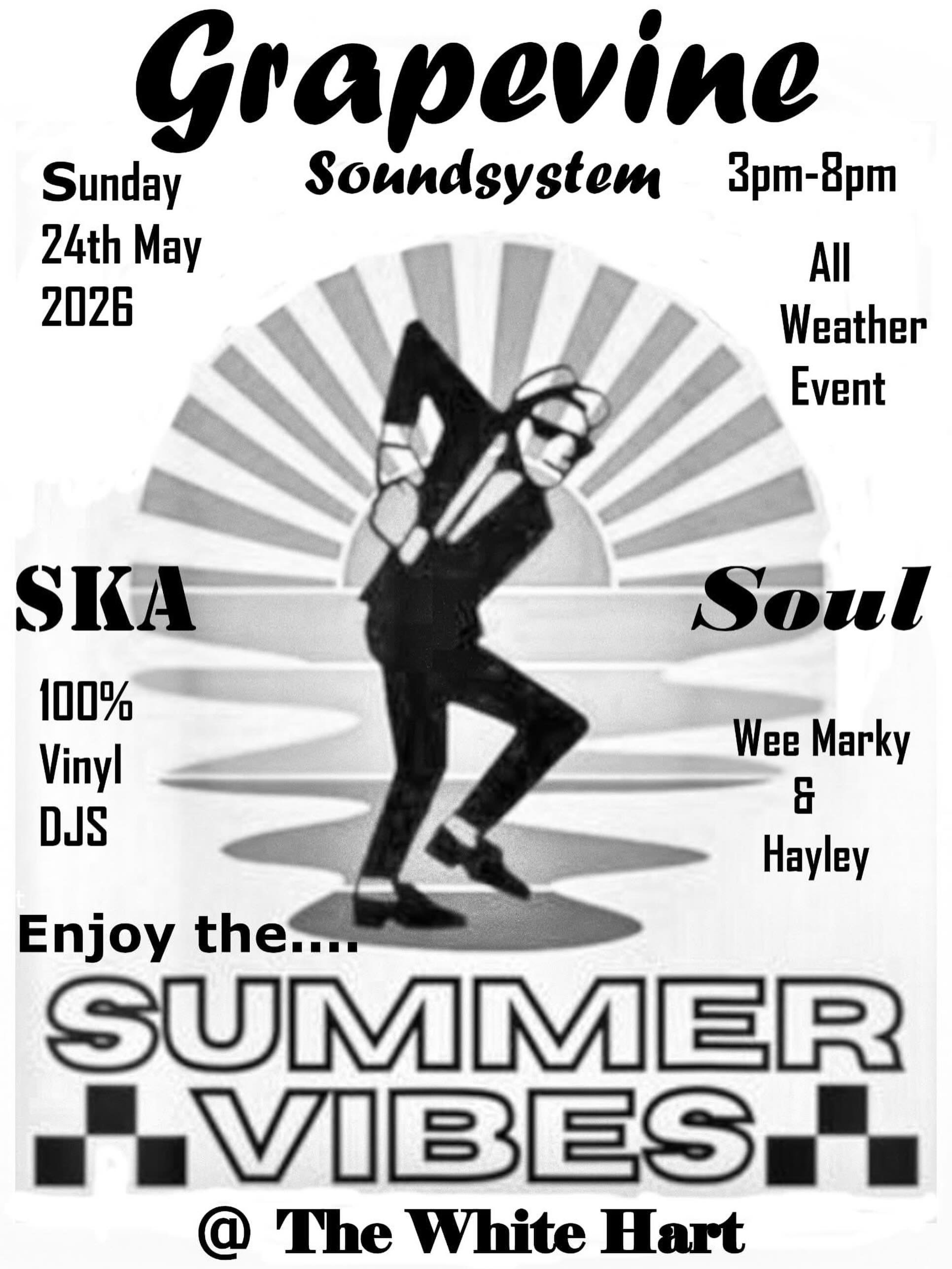 This bank holiday Sunday in the garden we’re having northern soul day with grapevine sound system!!! 3pm till 8pm