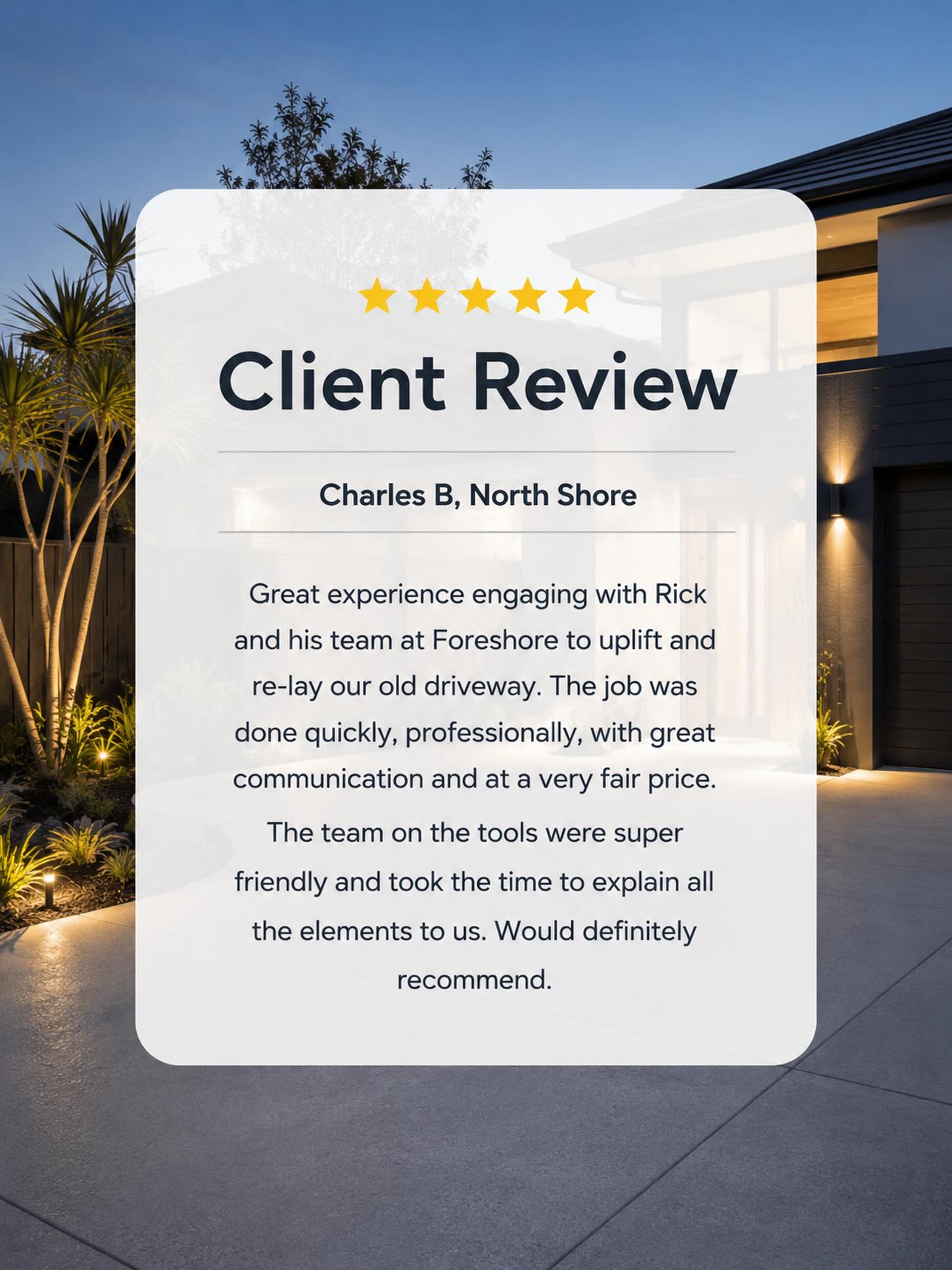This project started with an old driveway that had seen better days.
The owners wanted something cleaner, more modern, and built to last - without the stress of feeling left in the dark throughout the process.
From the first site visit through to the finished result, the focus was on clear communication, quality workmanship, and making the whole experience easy from start to finish 🙌
“The job was done quickly, professionally, with great communication and at a very fair price.” ⭐⭐⭐⭐⭐
Love seeing transformations like this come together.
#foreshorepaving #concretedriveway #aucklandhomes #testimonialtuesday #outdoorliving