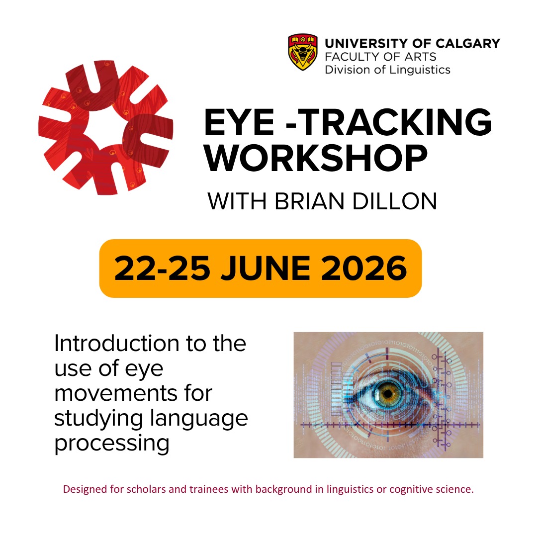 👀 Where do people really look when they read?
We're excited to announce our Eye-Tracking Workshop (part as CLA crash course), taught by Dr. Brian Dillon, designed for graduate students, postdoctoral scholars, and faculty in linguistics or cognitive science.
🗓 Program:
June 20 — CLA Crash Course (10am–12pm)
June 22–25 — Lectures, office hours & lab self-study
❗Registration is FREE — but required, and closes when we reach capacity.
🔗 Link in bio to register before spots run out!
#EyeTracking #Linguistics #CognitiveScience #Workshop #LanguageProcessing #GraduateStudents