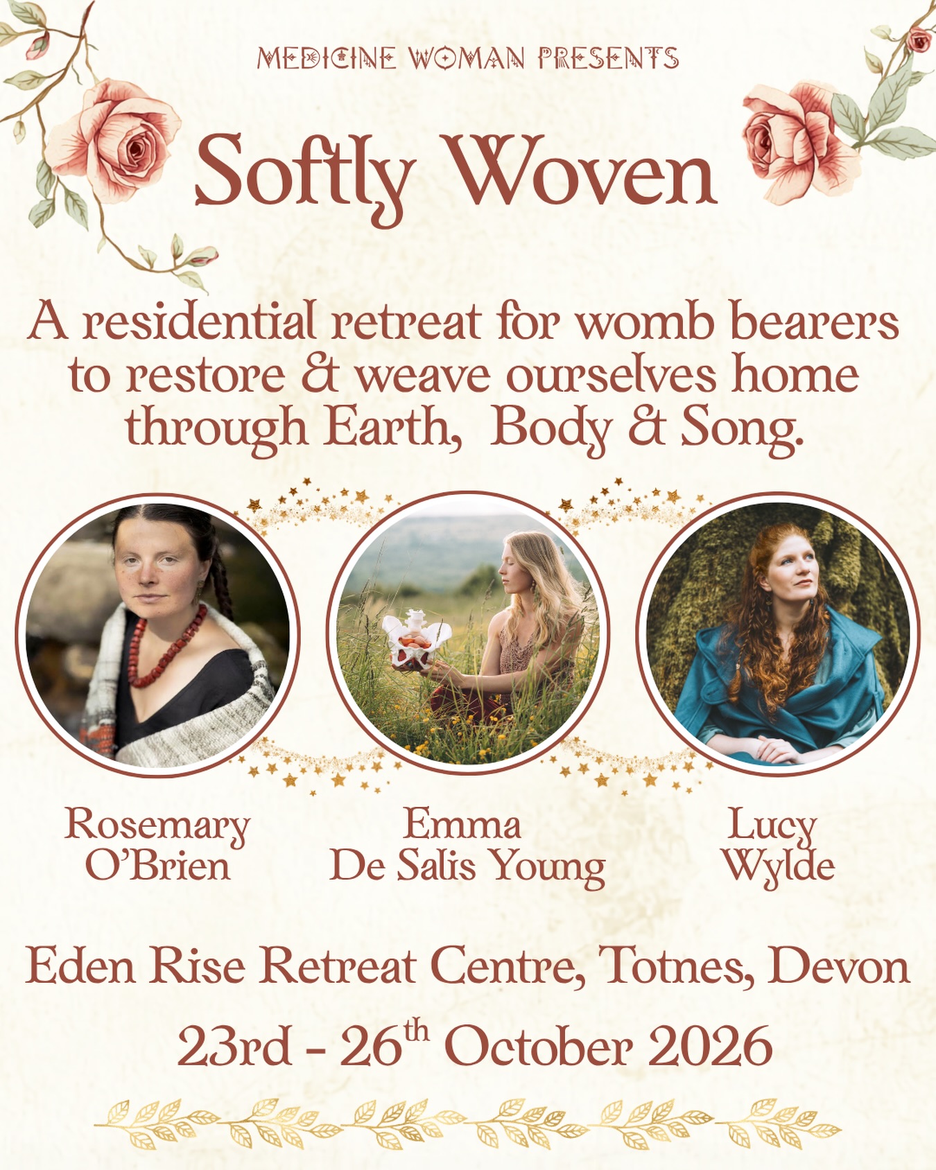 🌹 Softly Woven 🌹
Announcing a very powerful retreat this autumn 🍂 through collaboration of kin, Rose, Emma & Lucy.
Together we will nurture ourselves through, thread, song, earth and matter inviting a return to our soft bellies and depth of earth.
Leaning into sisterhood & kinship, learning tools to sustain us through the threshold of winter, gifting ourselves time in the ancestral ways of these Albion isles through song, journeys, weaving & connection.
Join us for this very special retreat 🌹
Very limited spaces 🤍🙏🏻
Comment SOFTLY and I’ll send you the booking link 🤍