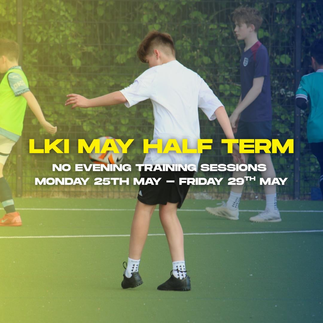 LKI MAY HALF TERM BREAK 🌞
No evening sessions during half term! 🫡
We have our day camps on in Bletchley, Broughton and Middleton. You can book our final spaces at https://eequ.org/lkidaycamps ⚽️