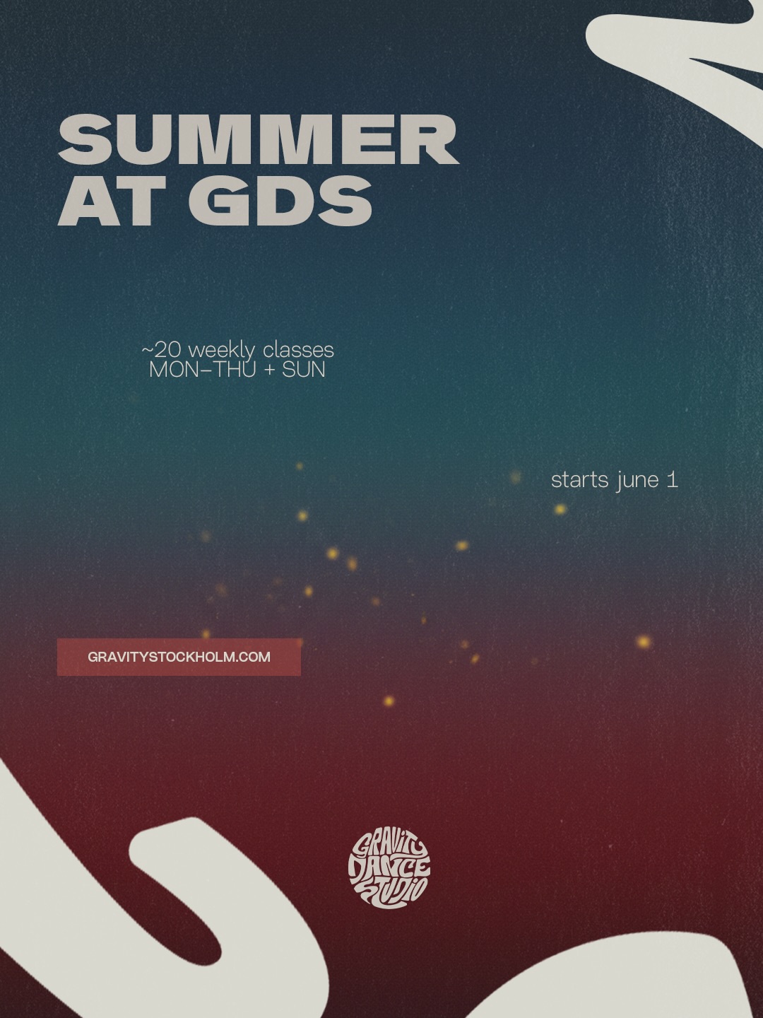 SUMMER AT GDS ☀️
Starting June 1st we’re moving into our summer flow with 20+ weekly classes across choreography, foundations(popping, hip hop, house), freestyle, heels, feminine vibe and more.
This summer we’ll be releasing the schedule weekly — giving space for rotations, special sessions, workshops and new energy throughout the season.
Classes run MON–THU + SUN.
Bookings open 1 week before each class.
Swipe through the first weekly schedule →
More updates dropping every Monday.
See you at Gravity ❤️
gravitystockholm.com