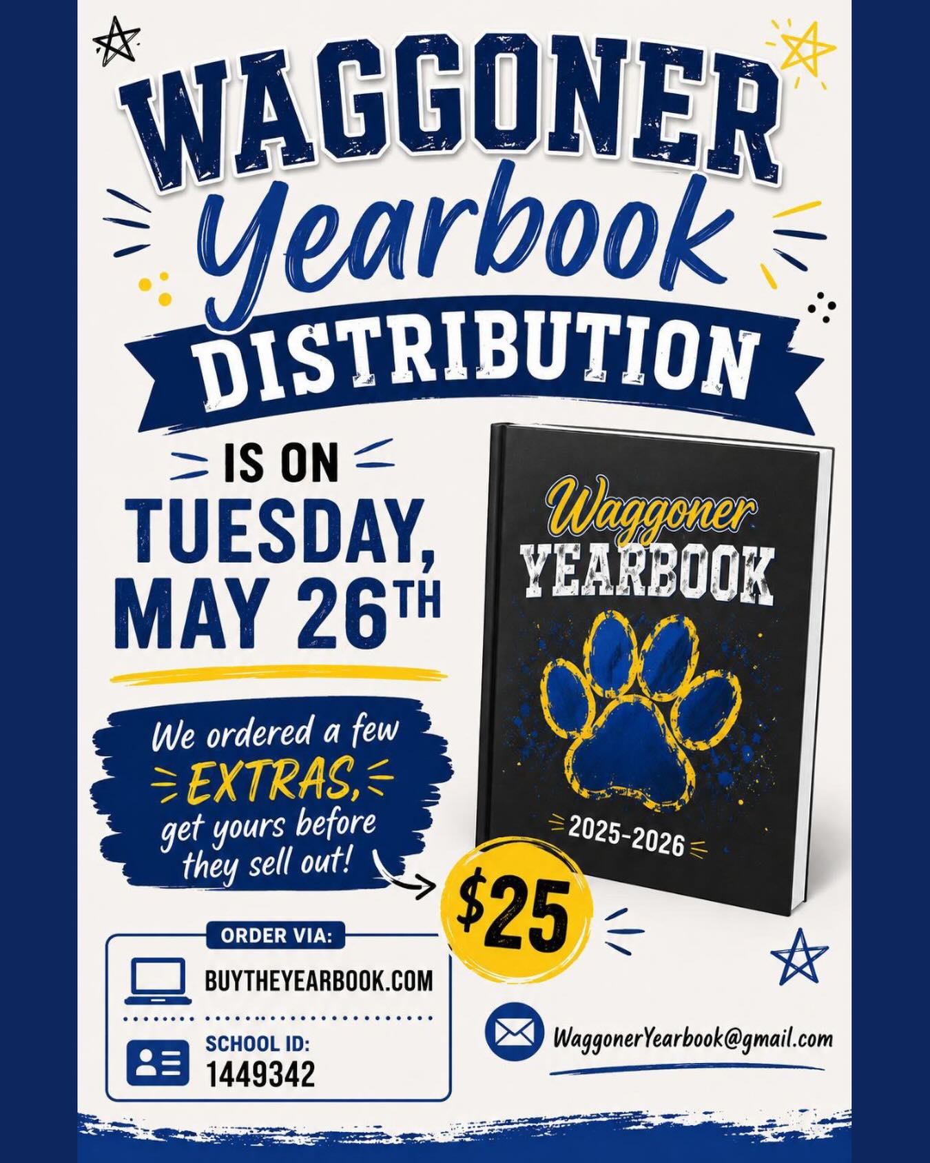 Not too late to get a yearbook if you forgot! We have a few extras so get yours before they’re gone!