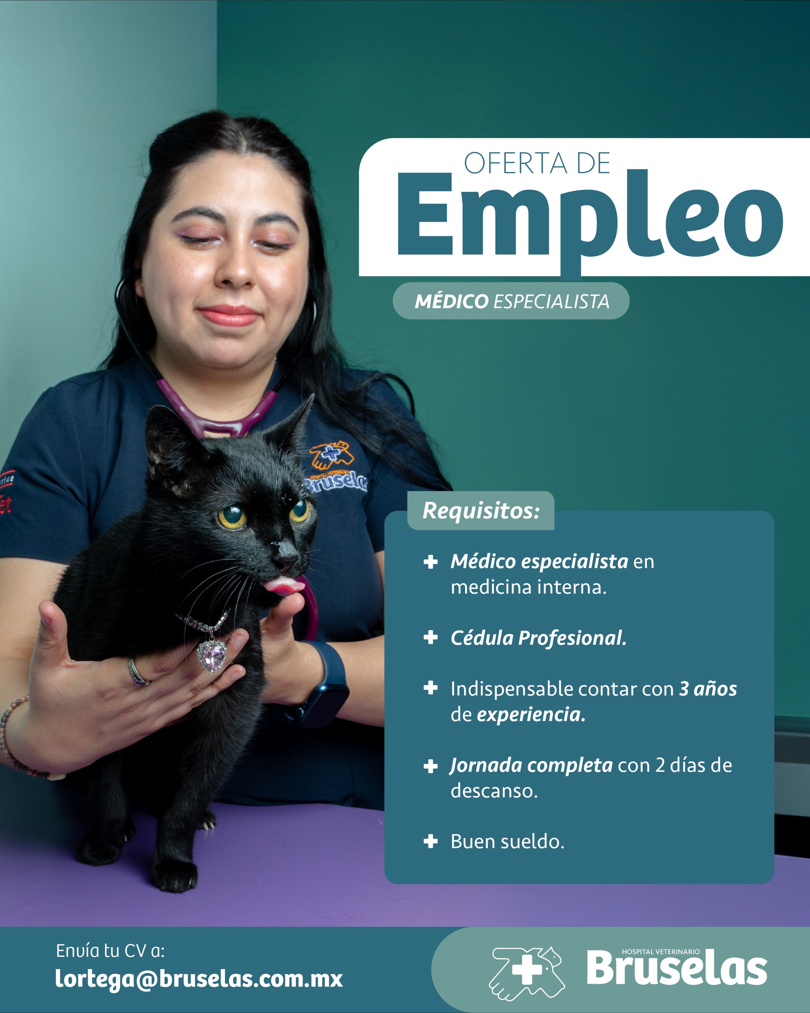 Si estás buscando una nueva oportunidad laboral en el área clínica ¡esta puede ser para ti!
En el Hospital Veterinario Bruselas estamos en búsqueda de un
Médico Veterinario Especialista 🙌🏼
Requisitos:
✨Ser Médico Especialista en Medicina Interna
✨Contar con Cédula Profesional
✨Indispensable contar con experiencia mínima de 3 años
✨Disponibilidad de tiempo completo
✨Residir en CDMX
Buscamos a alguien responsable, con vocación y mucho amor por
los animales.
Envía tu CV a: lortega@bruselas.com.mx