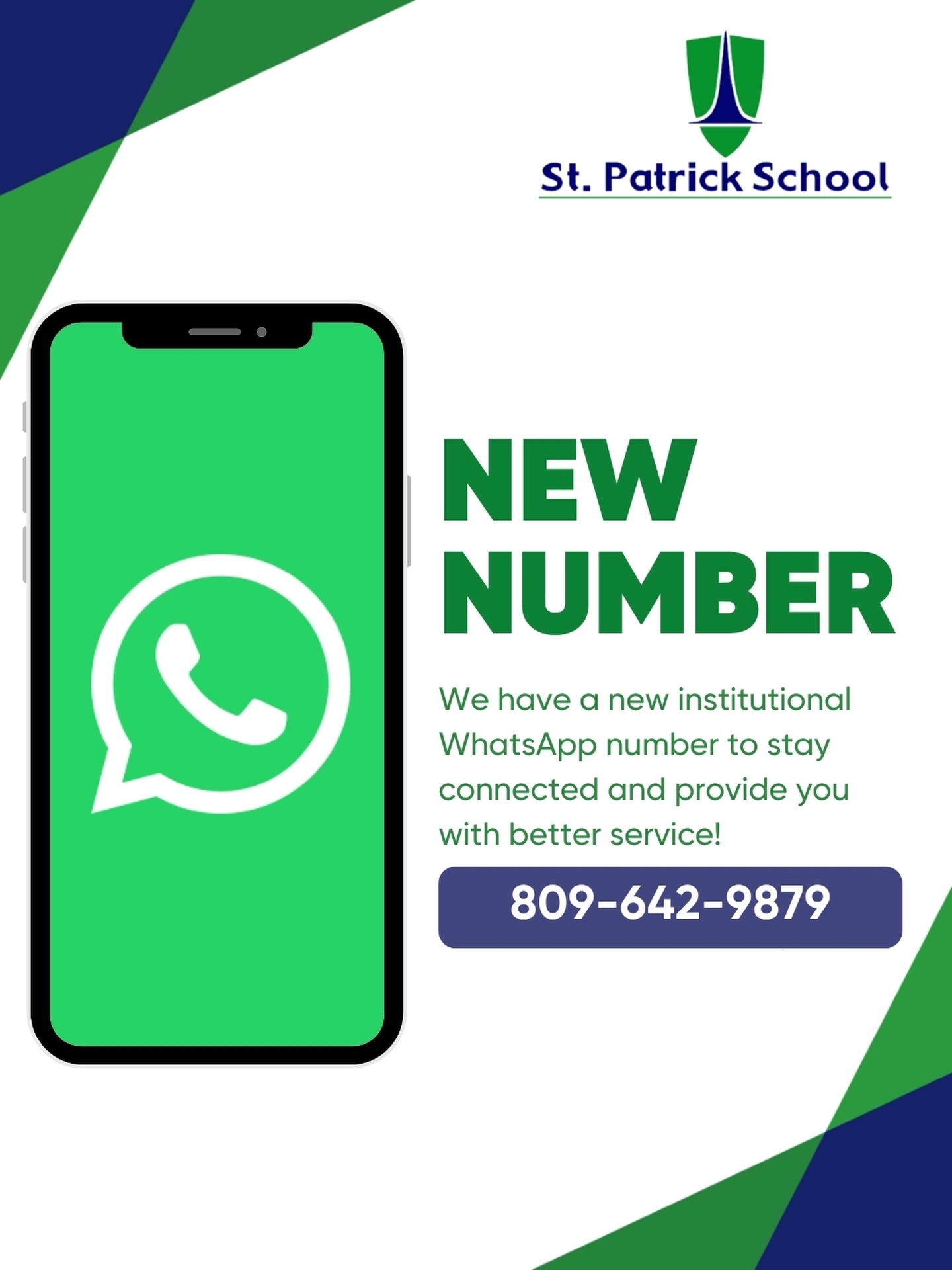 We now have a new institutional WhatsApp number to stay connected and provide you with even better support and communication 💬💚