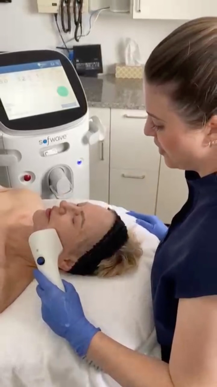 Sofwave uses synchronized ultrasound energy to gently heat the mid-dermis, the layer of skin where collagen and elastin are produced while keeping the surface of the skin protected.
This controlled thermal injury triggers the body’s natural wound-healing response, signaling fibroblast cells to produce new collagen, elastin, and hyaluronic acid over the following weeks and months.
Unlike deeper-focused ultrasound devices, Sofwave targets a more superficial depth (about 1.5 mm), which is ideal for improving fine lines, skin laxity, crepey texture, and overall firmness with minimal downtime. Most patients gradually notice tighter, smoother, more lifted skin over 6–12 weeks as new collagen remodels and strengthens the skin structure.
Book online at viewlaser.com