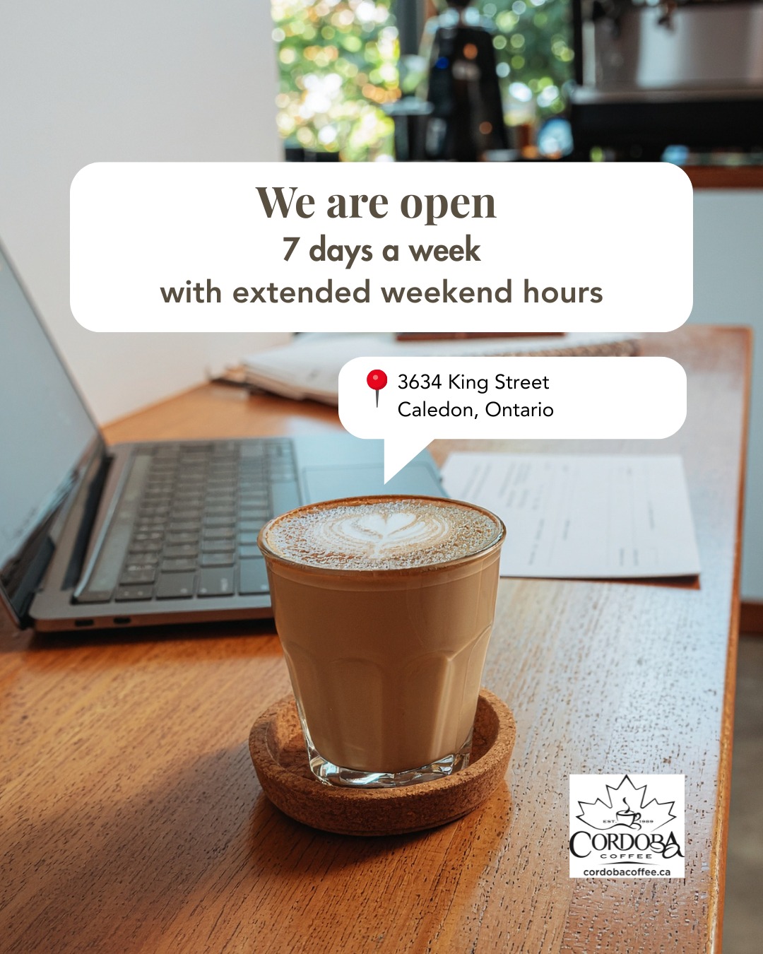 Longer days mean more time for your favourite drinks. We’re open 7 days a week with extended weekend hours to keep you going.
👉 Stop by anytime this week ☕
#localcoffeeroaster #canadian #canadianproducts #roastedincanada #caledon #explorecaledon #lovelocalcaledon #curiositytoronto #ontario #sunflowerfarm #discoverontario #exploreontario #agritourism #inglewood #discoverontario #VisitYDH #OntarioTravel #AgritourismOntario #FarmFreshFun #visitcaledon #cordobacoffee #bloggersofcanada #espresso #espressolover #coffeelover #coffeeislife #coffeegram #coffeelovers #supportlocal #coffeevibes