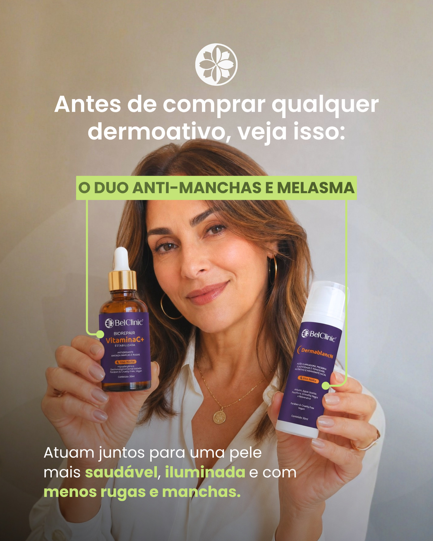 Antes de escolher qualquer dermoativo, vale entender uma coisa: resultado vem da combinação certa de ativos. 💚
A Vitamina C ajuda na luminosidade, uniformização e ação antioxidante da pele.
Já o Dermablanc N atua no cuidado com manchas e melasma, auxiliando na renovação e melhora da aparência da pele ao longo do tempo.
Juntos, eles formam um duo estratégico para quem busca uma pele mais iluminada, uniforme e saudável.
🍂 E o outono continua sendo uma das melhores épocas para investir nesse cuidado.
💬 Comenta MANCHAS que nossa equipe te orienta com a rotina ideal para sua pele.