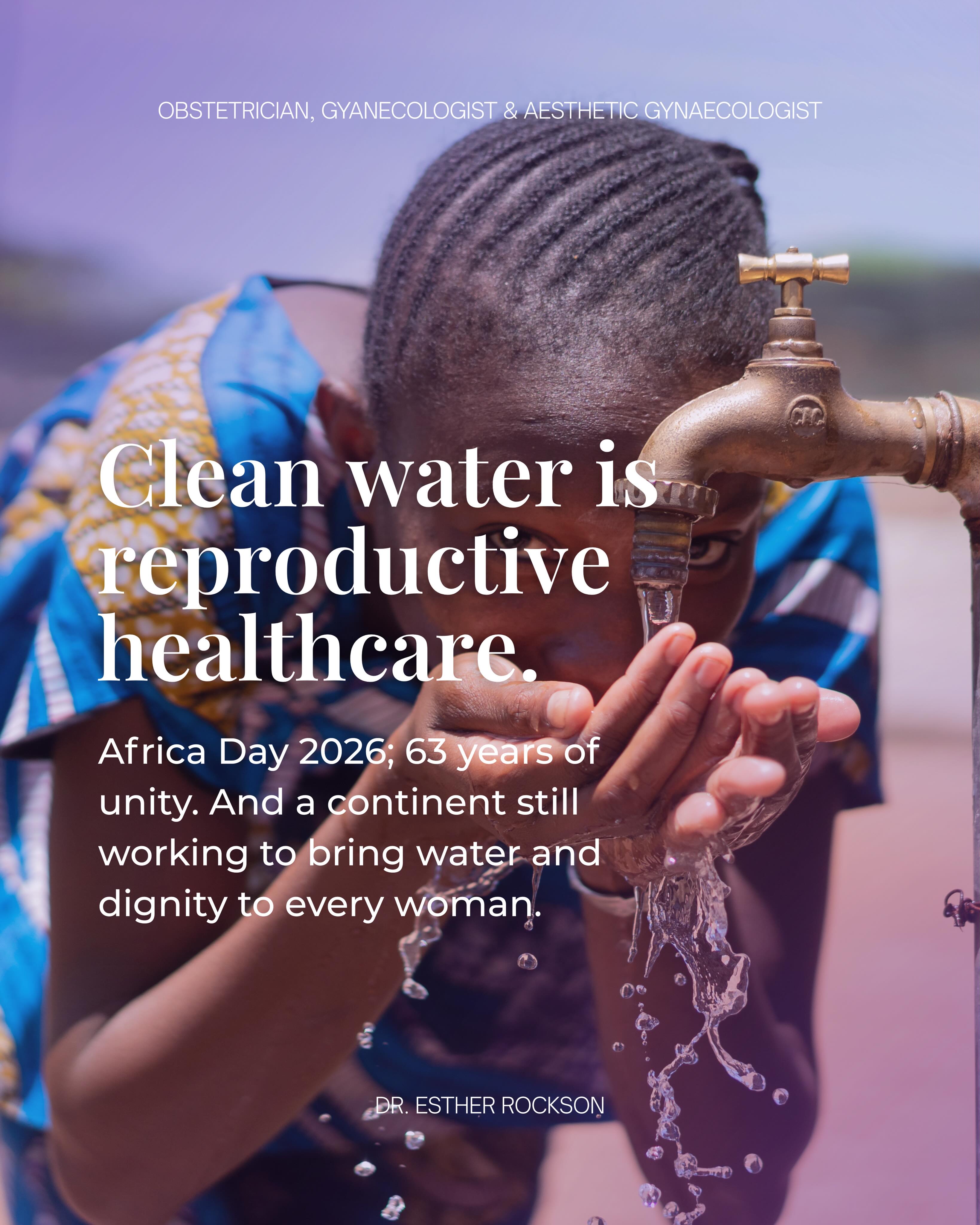 🌍Today we mark Africa Day, 63 years since the OAU was founded, and a continental theme that lands very close to my work: Assuring Sustainable Water Availability and Safe Sanitation Systems to Achieve the Goals of Agenda 2063.
For women, this isn’t policy language. It’s clinical reality.
Clean water is the difference between a safe delivery and maternal sepsis. Safe sanitation is the difference between a manageable period and an infection. Reliable WASH is the difference between a girl staying in school every month and missing one week in four.
Water and sanitation are reproductive healthcare. Until every African woman has both, the continent’s women’s-health story is unfinished.
Sixty-three years of unity, integration and development, and the next chapter is one we still write together.
Happy Africa Day.
- Dr. Rockson 💜