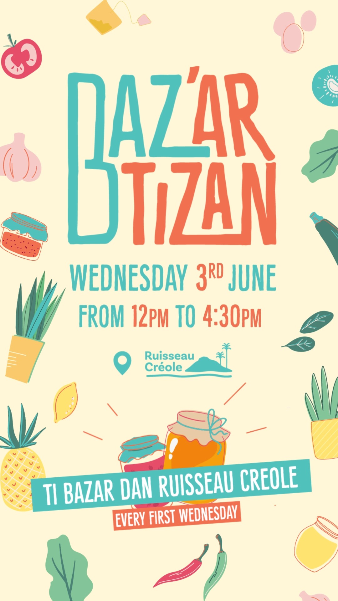Meet our lokal exhibitors & discover a selection of lokal artisans showcasing their handmade products, from crafts to treats, all made with love.
📆 This Wednesday 3rd June 2026
🕛 From 𝟭𝟮 𝗣𝗠 to 𝟰:𝟯𝟬 𝗣𝗠
📌 Ruisseau Créole, Riviere Noire
Your perfect midweek escape to discover unique finds, meet the makers and shop lokal 🤝