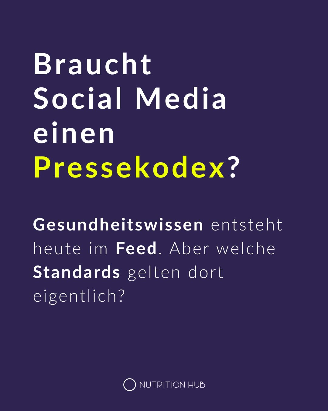 Braucht Social Media Standards für vertrauensvolle Gesundheitskommunikation❓Wir sagen: Ja❗️
Gesundheitswissen entsteht heute im Feed.
Creator:innen, Expert:innen, Medien und Plattformen prägen täglich, wie Menschen Ernährung und Gesundheit verstehen, bewerten und weitergeben.
Gleichzeitig verändern Algorithmen und KI-Systeme, welche Inhalte sichtbar werden und welche nicht.
Mit der InCharge-Charta entsteht deshalb ein gemeinsamer Orientierungsrahmen für verantwortungsvolle Gesundheitskommunikation auf Social Media.
🔜 Praxisnah. Plattformrealistisch. Entwickelt gemeinsam mit Creator:innen, Wissenschaft und Praxis.
Denn Vertrauen im digitalen Raum entsteht nicht zufällig.
💡Vergleichbar mit dem Pressekodex – aber entwickelt für den Feed.
📣 Am 3. Juni stellen wir die InCharge-Charta erstmals öffentlich in Hamburg vor und diskutieren gemeinsam mit Creator:innen, Wissenschaft und Medien:
→ Wie schaffen wir glaubwürdige Gesundheitskommunikation im Feed?
→ Welche Verantwortung tragen Reichweite, Plattformen und KI?
→ Und wie können Standards aussehen, die wirklich zur Realität von Social Media passen?
📍 Future Bites #2 – Launch der InCharge-Charta
📅 03. Juni 2026 · SPACE Hamburg
🕕 18–21 Uhr
🎟️ Anmeldung kostenlos über den Link in der Bio
Der Launch ist erst der Anfang:
Die Charta und weitere Einblicke zur Initiative findet ihr künftig auf www.in-charge.org.
#InChargeCharta #Gesundheitskommunikation #Wissenschaftskommunikation #ScienceCommunication NutritionHub SocialMedia DigitalHealth HealthCommunication CreatorEconomy FutureBites