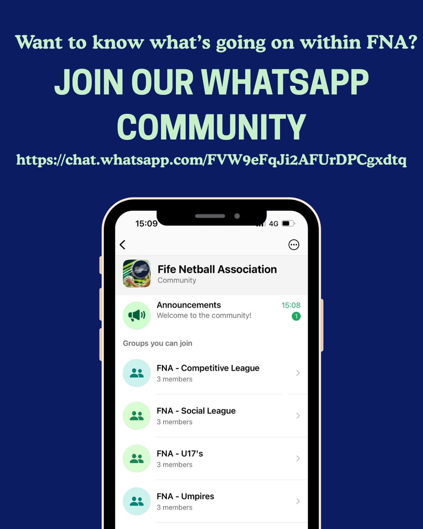 Want to know what’s going on within FNA?
Then why not join our WhatsApp community! With dedicated chats for each area, you’ll be able to join the groups relevant to your interests ensuring you are kept in the loop. Follow the link in the above post, or our bio, to get started🏐💬