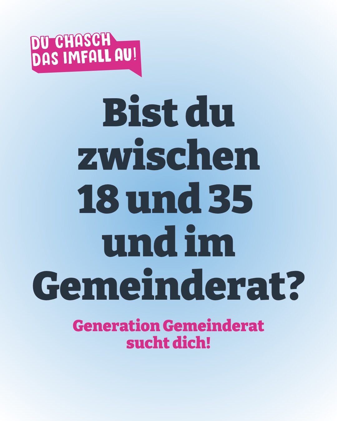 Bist du unter 35 und im Gemeinderat? Dann suchen wir dich! 🫵
Denn: Wir machen Vorbilder auf unserer Webseite und auf Social Media sichtbar. Und wir vernetzen junge Gemeinderät:innen untereinander.
Hast du Lust, Teil unseres Netzwerks zu werden und vielleicht sogar aktiv mitzuwirken? Dann melde dich via DM bei uns und wir schicken dir weitere Infos zu. 🙋♀️
Du kennst jemanden, der diesen Post unbedingt sehen sollte? Markiere diese Person in den Kommentaren. 🫶
Wenn du mehr über unsere Arbeit erfahren möchtest, schau auf unserer Webseite vorbei (Link in der Bio).
#GenerationGemeinderat #Gemeinderat #Politik #Schweiz #support