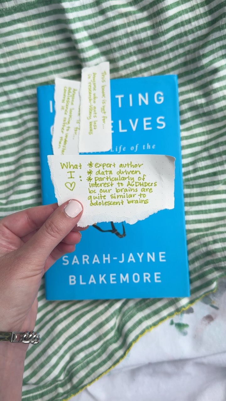 Research on things like synapse pruning and executive functioning show that AuDHD brains have a lot of similarities to adolescent brains. Now, thatās not the same as saying we have the wisdom and life experience of an adolescent but simply similar ways of processing data. Thatās why I think this book is an AuDHD resource. It looks at this unique window of time with curiosity and wonder rather than judgement or desire to change it.
Book: Inventing Ourselves by @sarahjayneblakemore