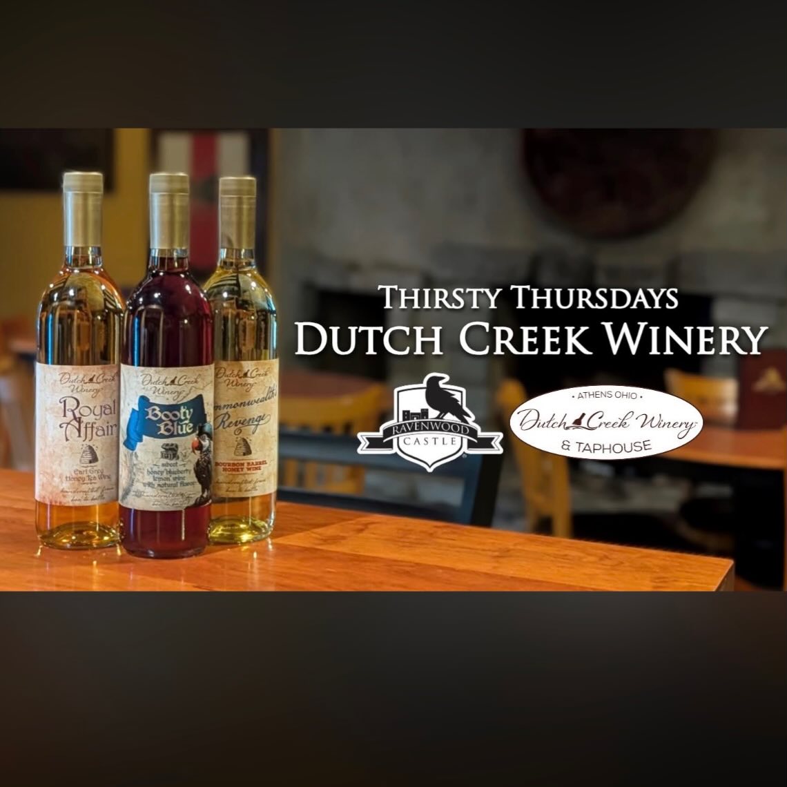Stop in at @ravenwood.castle for their Thirsty Thursday events this summer, June 11 and July 23.
Guests will enjoy an intimate guided tasting experience in the Pub with Paul from Dutch Creek while sampling four hand-picked selections from their lineup paired alongside a Pub menu item. It’s the perfect way to relax after a day exploring the Hocking Hills or wandering the Castle grounds. Go to Ravenwood Castle’s website for more information.