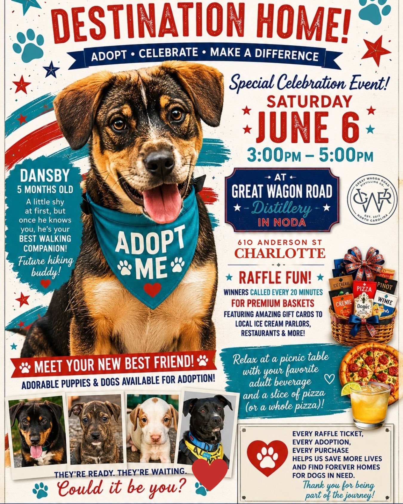 🐶 Looking for a hiking buddy? A couch buddy? A best friend?
@destinationhomepuppyrescue is bringing adoptable dogs on Saturday, June 6th from 3pm-5pm!
🍻 Drinks
🍕 Pizza
🎟️ Raffles
🐾 Puppies & dogs ready for adoption
Come change a life!🎉