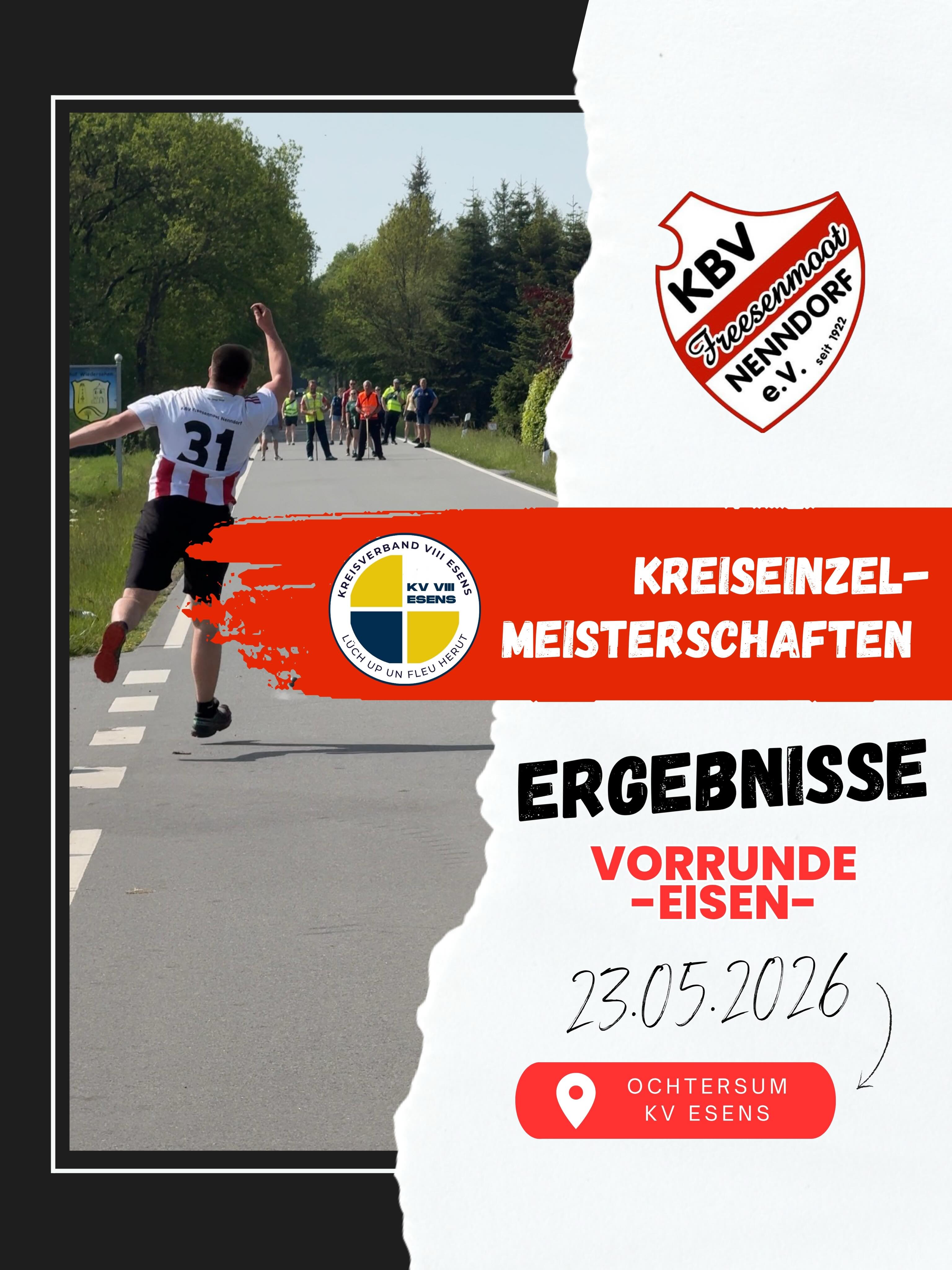🏆 Ergebnisse der Vorrunde der Kreiseinzelmeisterschaften mit der Eisenkugel in Ochtersum 🔥
Spannende Wettkämpfe, starke Leistungen und jede Menge Emotionen auf der Strecke! 💪
Drei Starterinnen konnten sich mit starken Würfen für das Finale qualifizieren. 👏✨
Herzlichen Glückwunsch an alle Qualifizierten und viel Erfolg für das große Finale! 🍀🏁
#Kreiseinzelmeisterschaften #Eisenkugel #Friesensport #Bosseln #Ochtersum