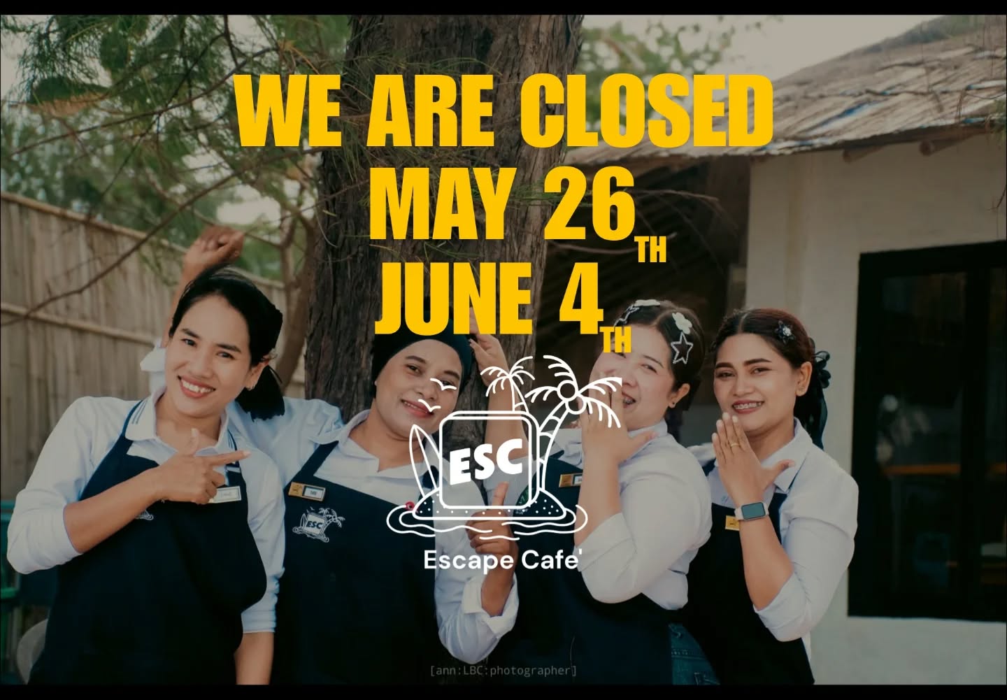 We will be closed from may 26th to the june 4th for
our annual company outing-sorry for the inconvenience!
#teamtriptime