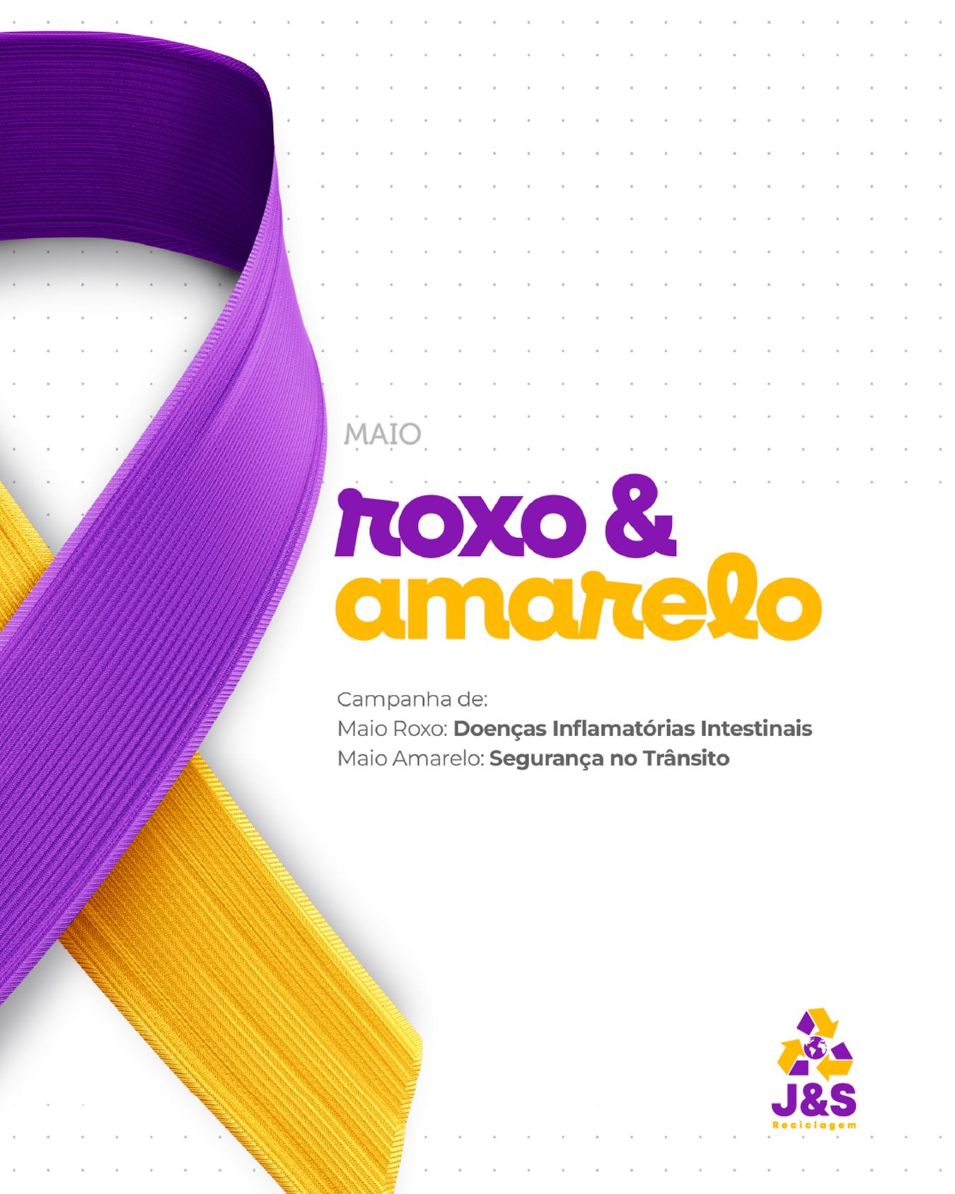 ♻️💜💛 Maio Roxo & Maio Amarelo 💛💜♻️
Na J&S Reciclagem, acreditamos que cuidar do meio ambiente também é cuidar das pessoas. Neste mês, reforçamos duas importantes campanhas de conscientização:
💜 Maio Roxo – Mês de conscientização sobre as Doenças Inflamatórias Intestinais, promovendo informação, acolhimento e qualidade de vida.
💛 Maio Amarelo – Movimento internacional pela segurança no trânsito, incentivando atitudes responsáveis que salvam vidas todos os dias.
A informação transforma, a prevenção protege e a conscientização faz a diferença. Vamos juntos construir um futuro mais seguro, saudável e sustentável.
#MaioRoxo #MaioAmarelo #JSeReciclagem #Conscientização #SegurançaNoTrânsito Saúde Sustentabilidade Reciclagem ResponsabilidadeSocial PreservarParaTransformar